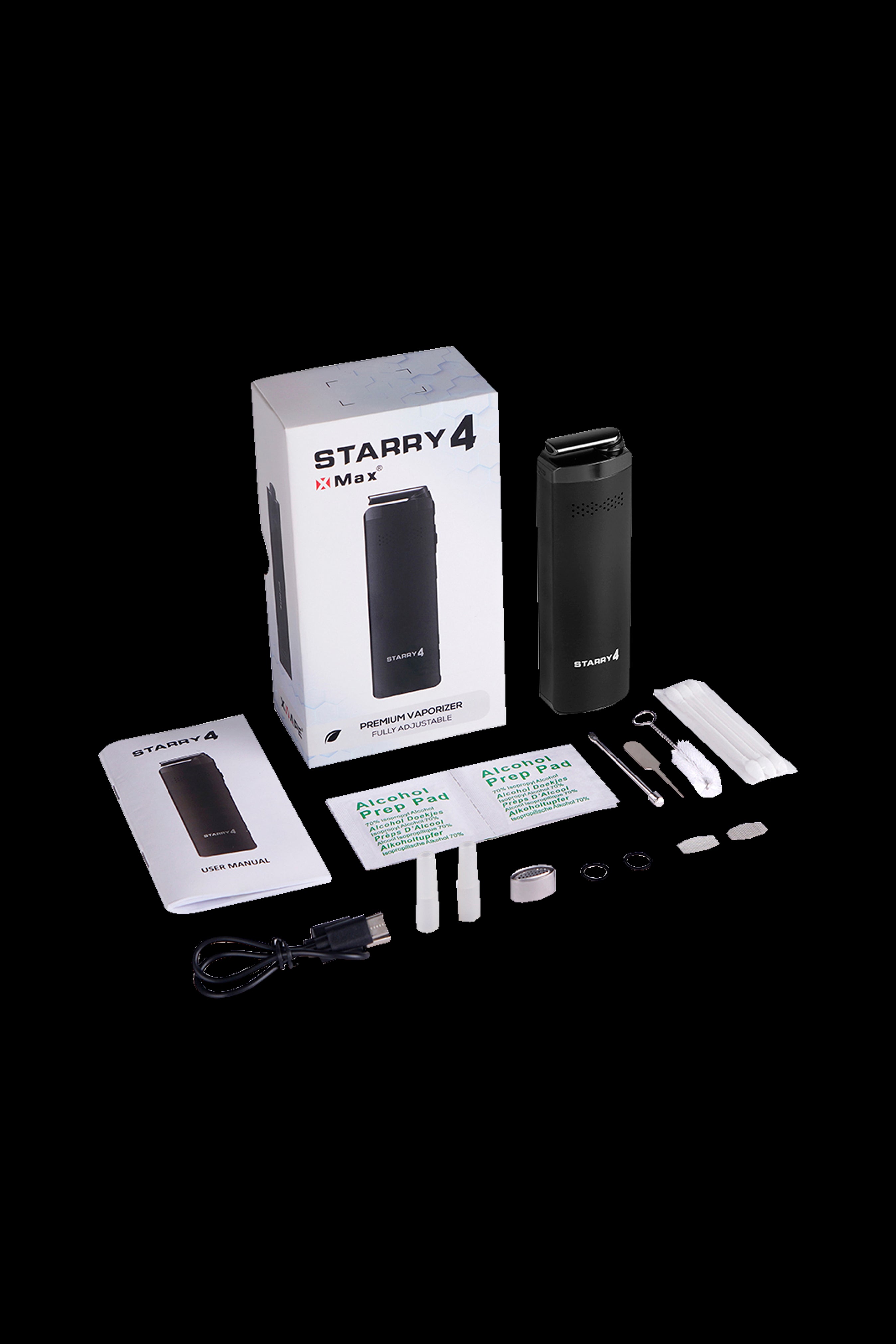 Sleek silver XVAPE Starry 4 dry herb vaporizer with a textured grip and minimalist design.