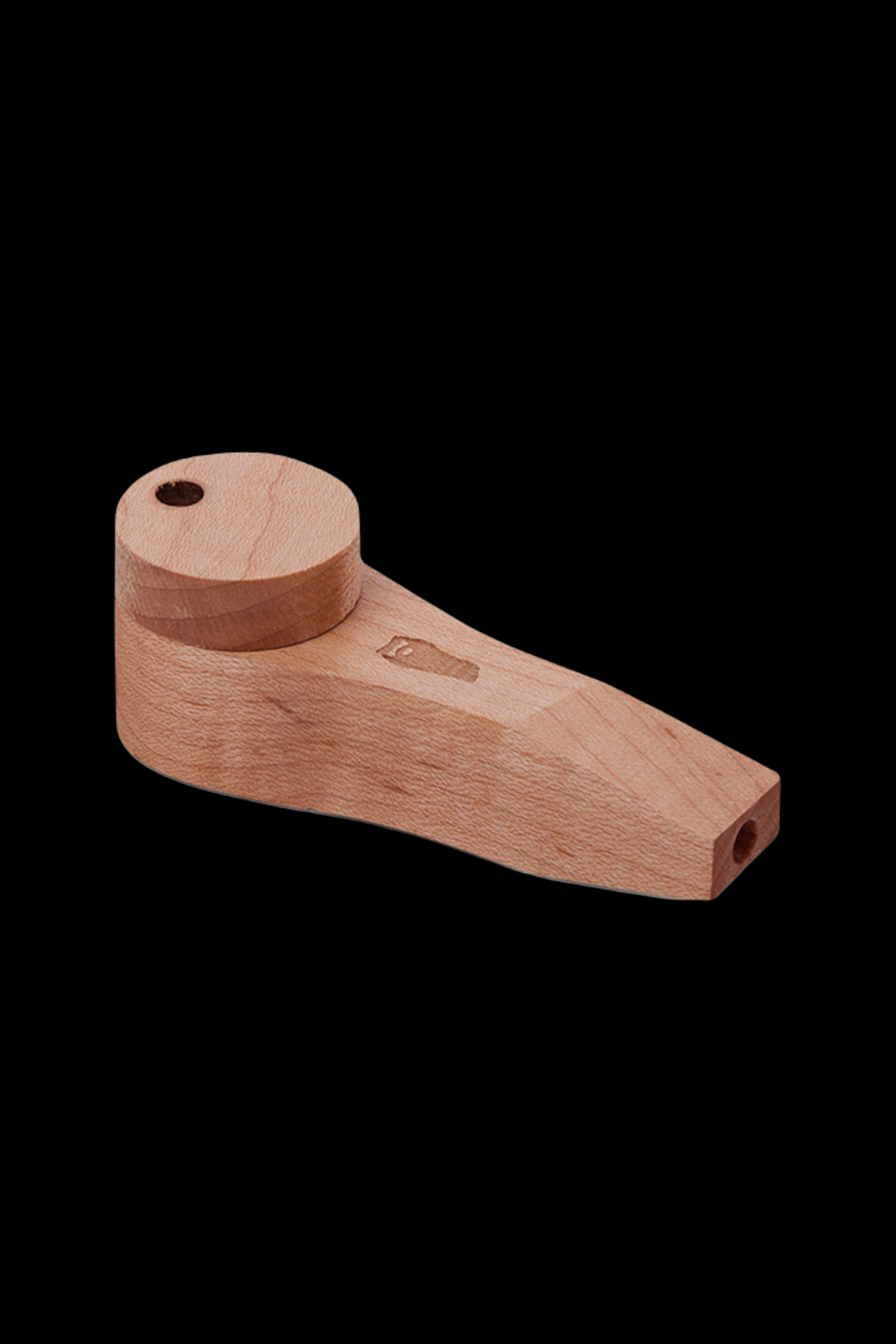 Wooden cannabis pipe isolated on a black background.