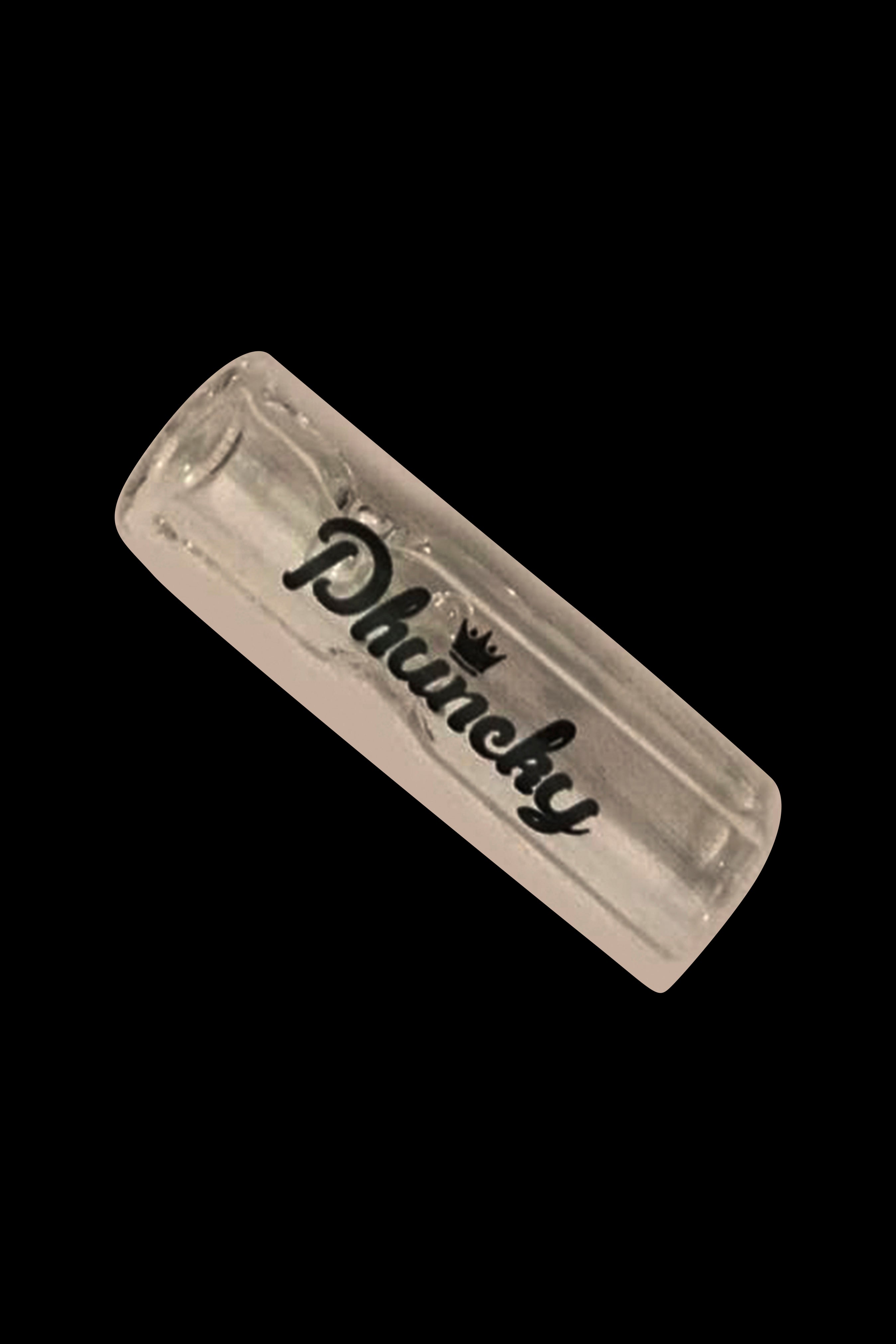 Clear glass blunt tip with “Dhuncky” script logo.