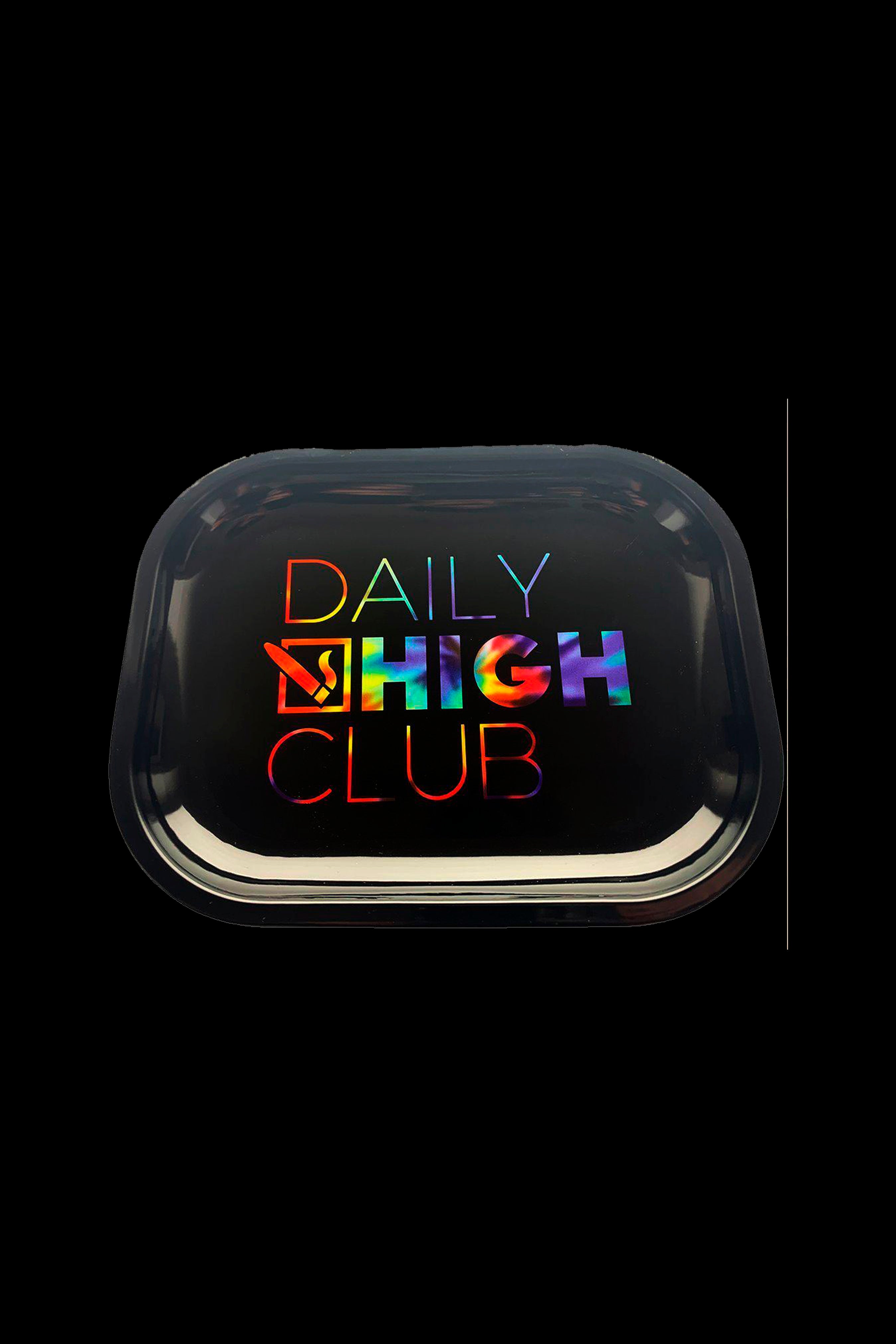 A sleek, black cannabis storage case with colorful “Daily High Club” lettering.