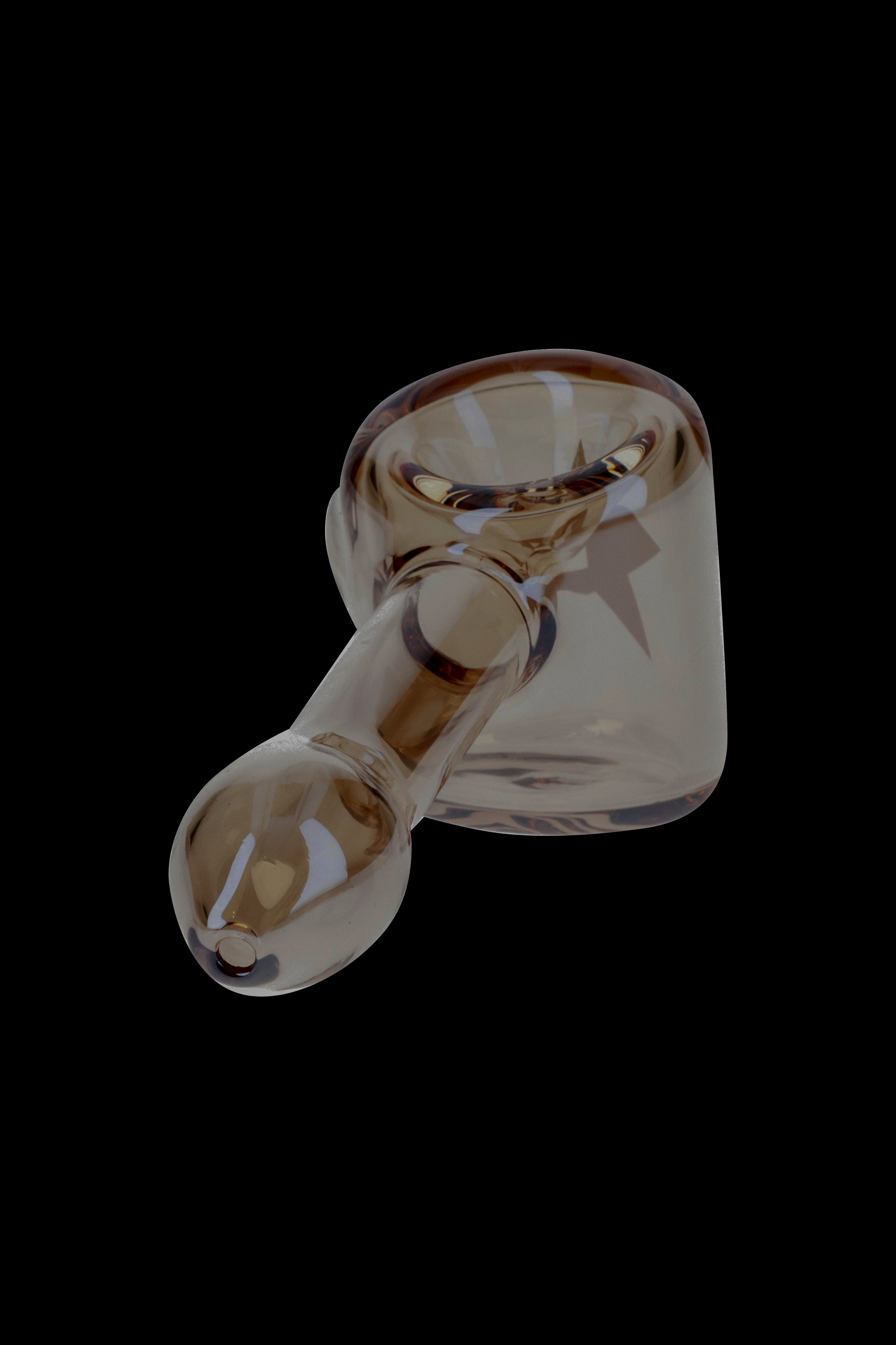 Amber glass cannabis bubbler pipe.