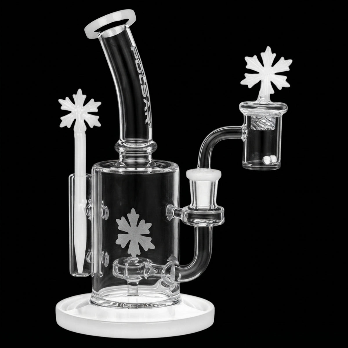 Pulsar Holidaze Series Glass Dab Rig Set - 8.25" / 14mm F / Snowflake