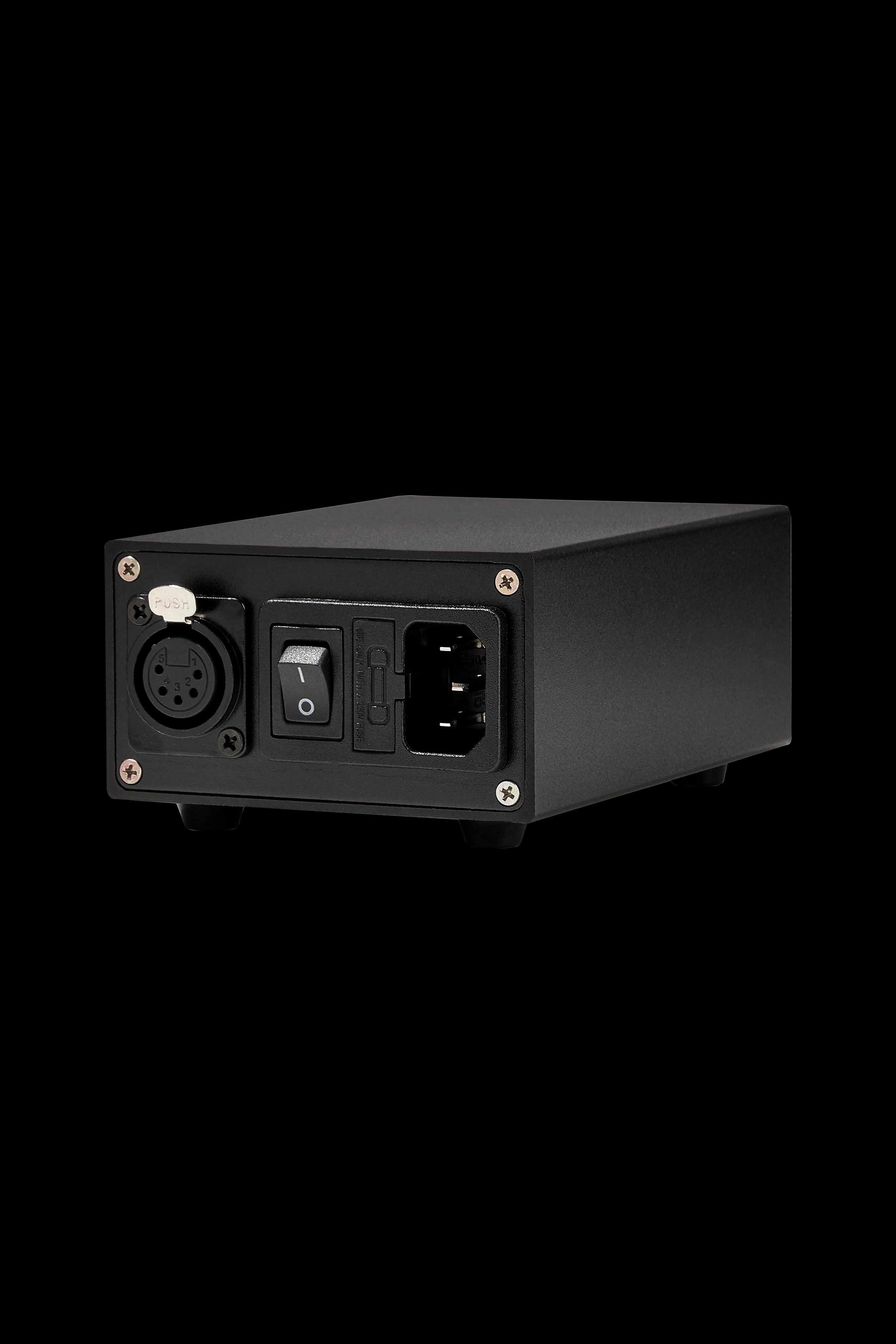 Black cannabis vaporizer power supply with multiple ports.