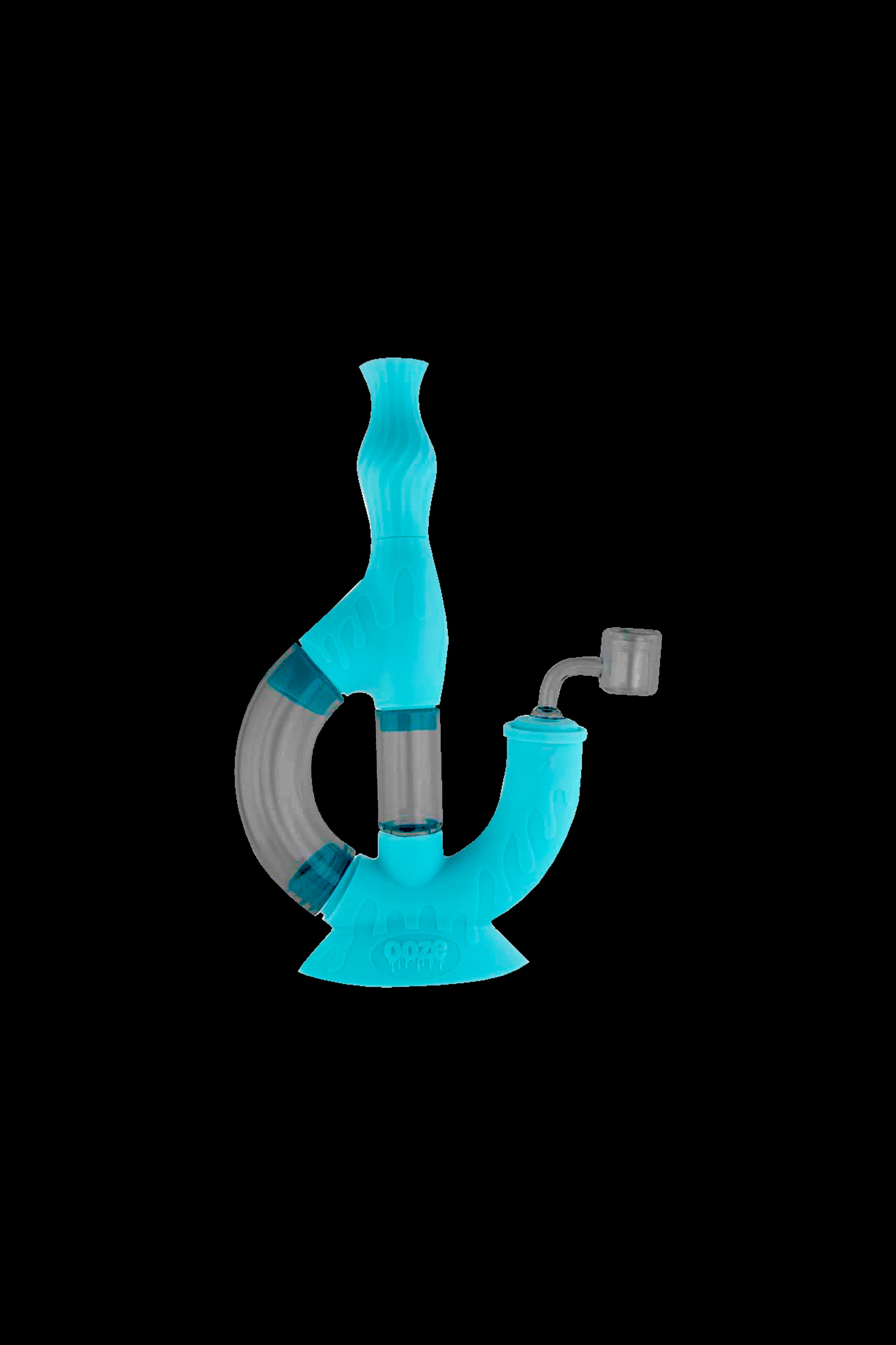 Blue glass water pipe (rig) with a bubbler and mouthpiece.