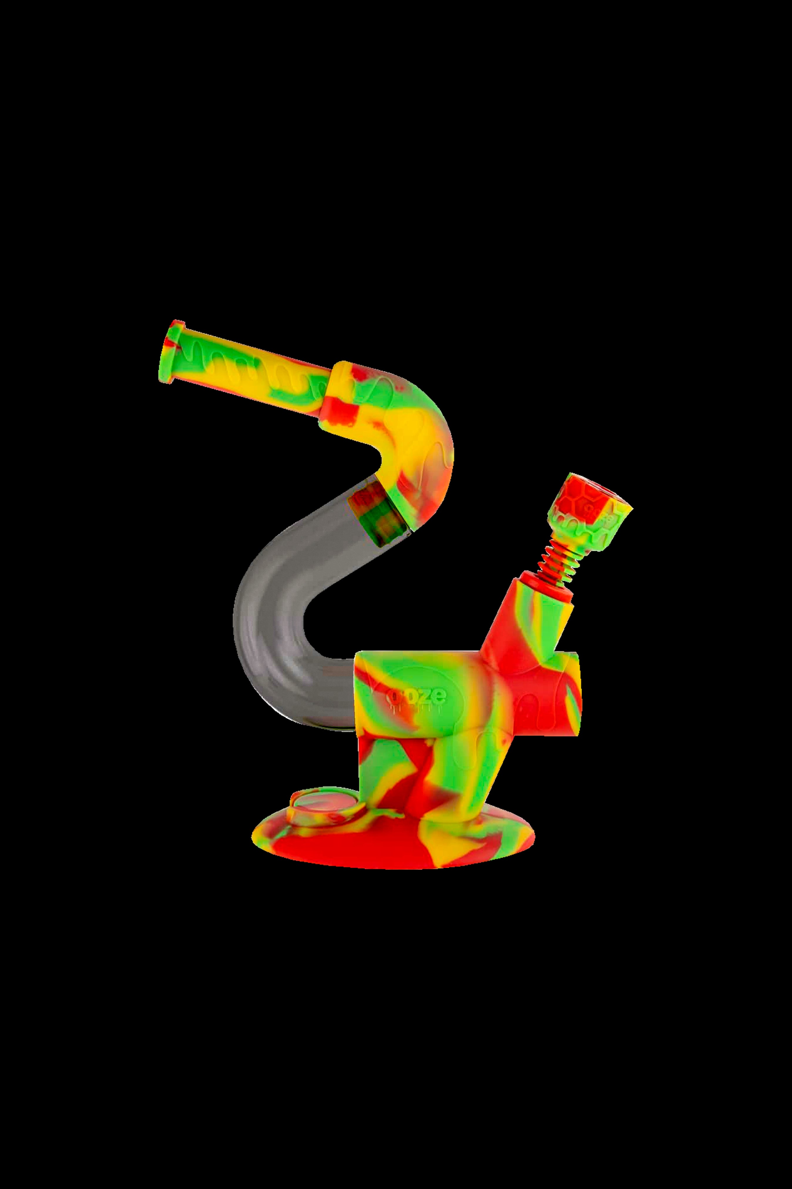 Colorful silicone water pipe for cannabis smoking.