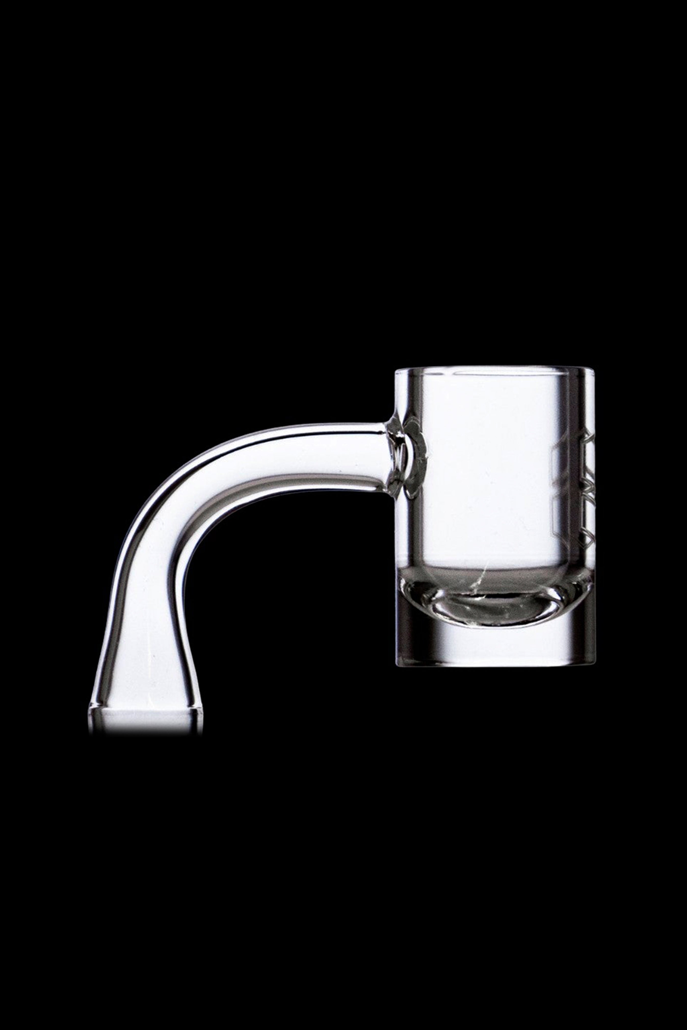 Clear quartz banger for vaporizing cannabis concentrates.