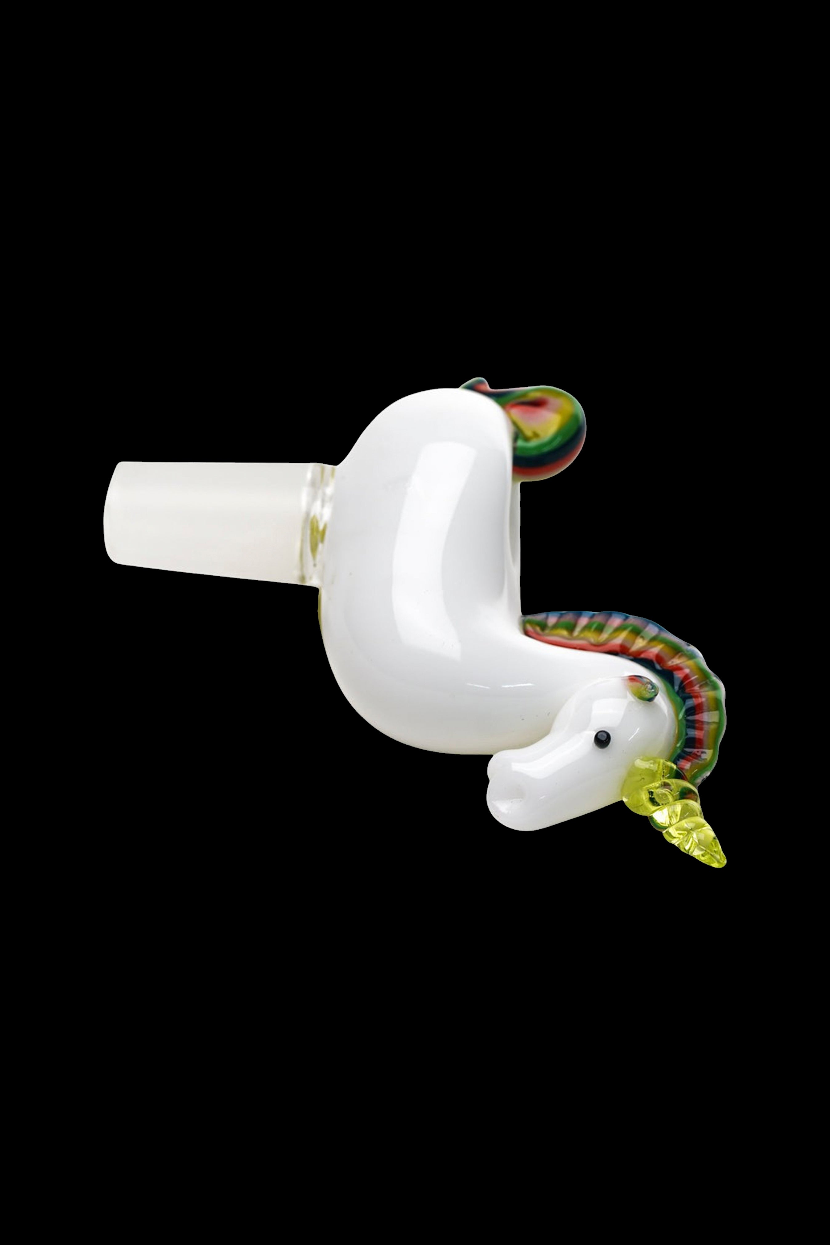 Glass unicorn pipe for smoking cannabis.