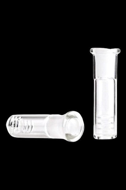 Glass dab nail and quartz banger for cannabis concentrates.