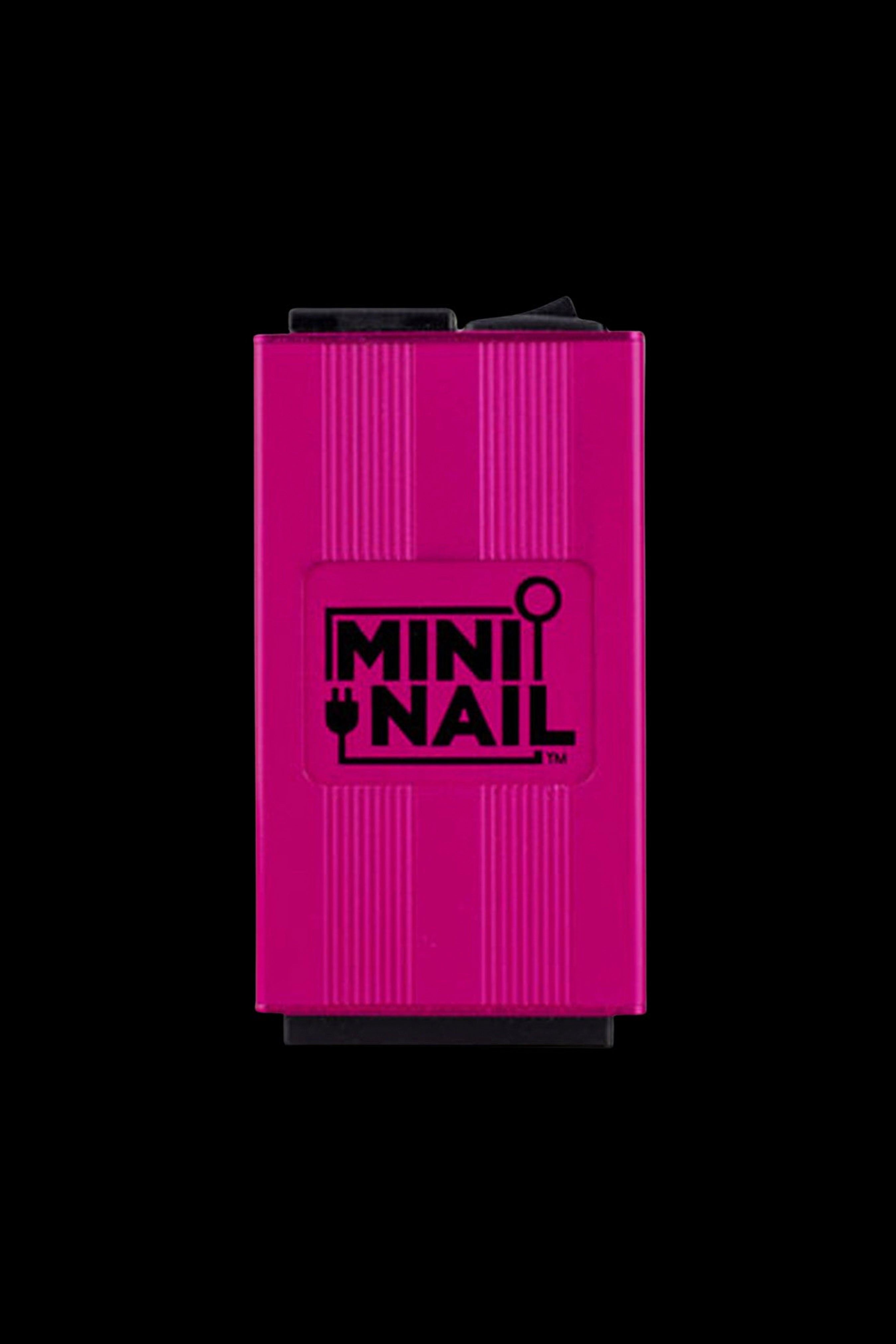 Bright pink Mini Nail e-nail device with black branding.