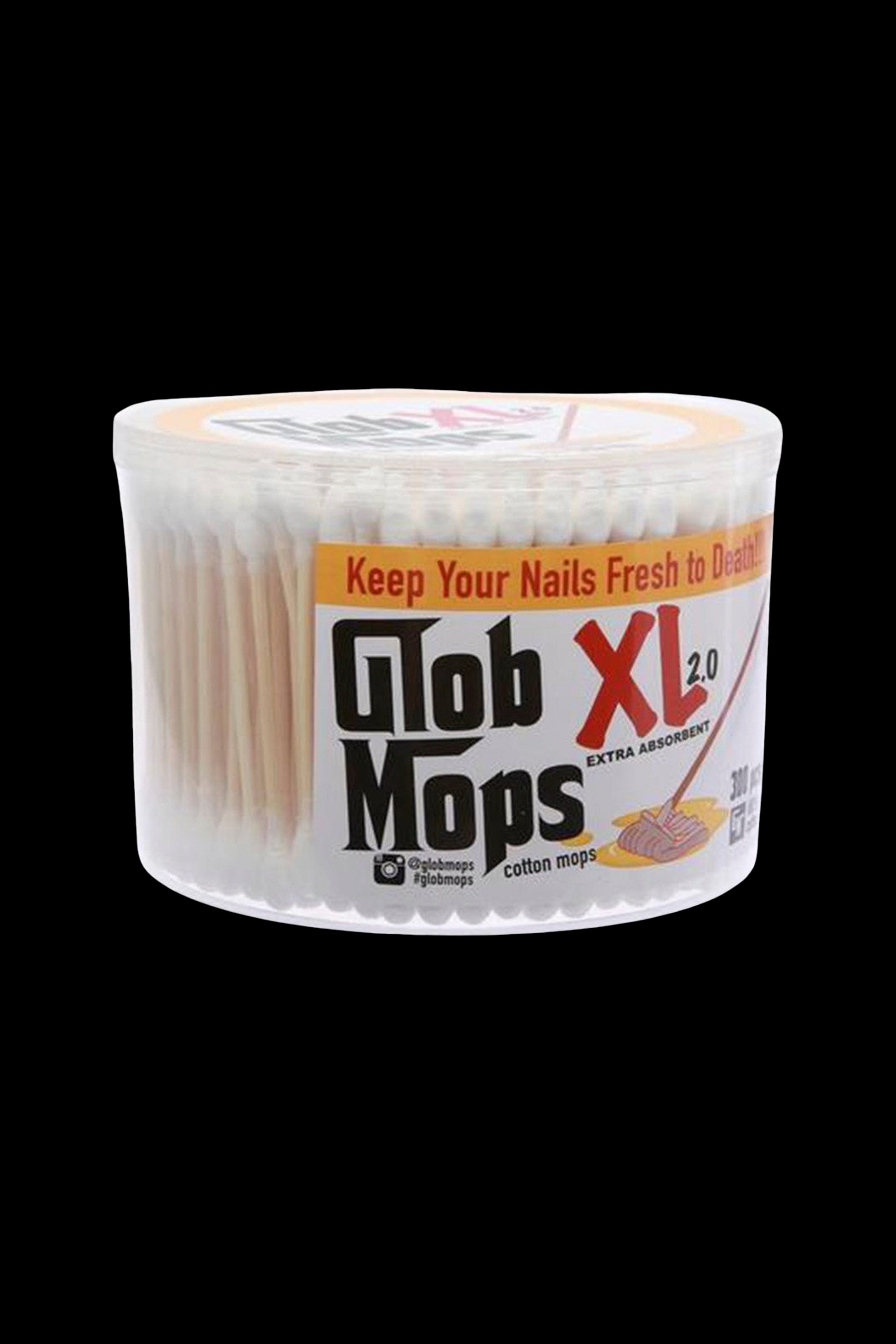 Roll of “Glob Mops XL 2.0” cotton swabs marketed for cleaning cannabis dab rigs.
