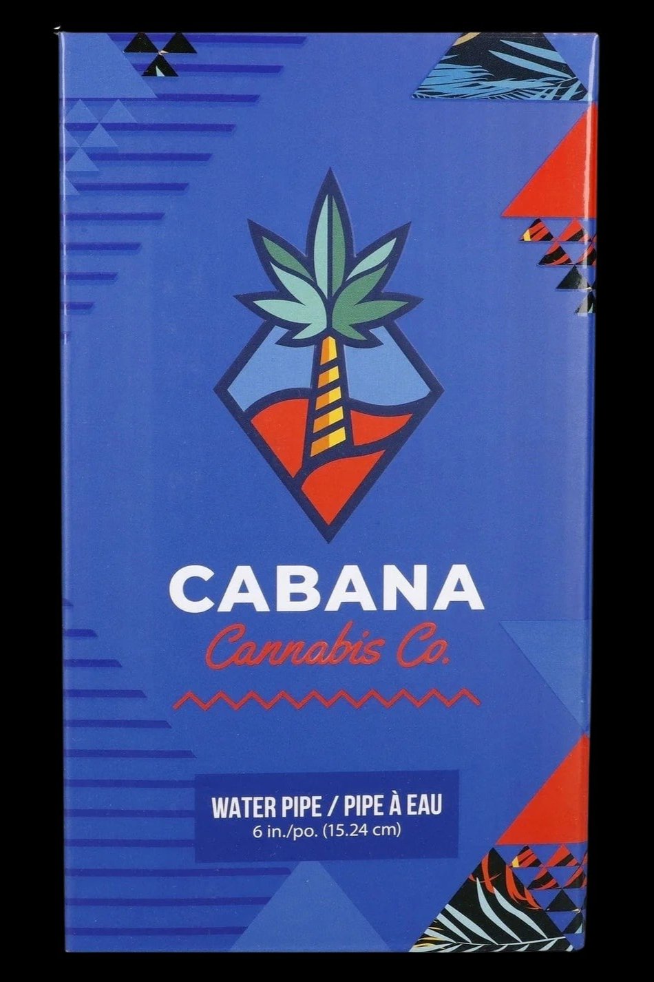 Front-facing image of the Cabana Cannabis Co. Ahoy Dab Rig - Teal product box with a blue background, palm-leaf logo and white bold branding text.