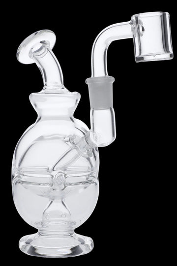 Glass Bubbler Pipe w/10mm Male Quartz Banger - Glass Bubbler Pipe w/10mm Male Quartz Banger