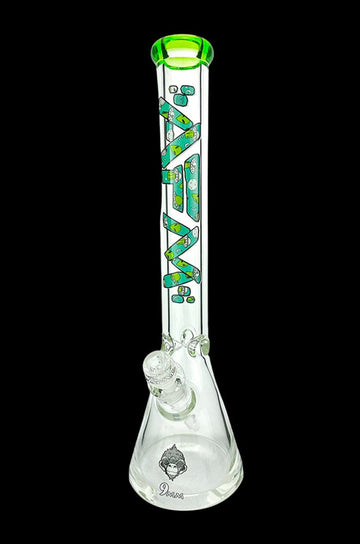 AFM Glass Green Alien 9mm Glass Beaker Bong - AFM Glass Green Alien 9mm Glass Beaker Bong