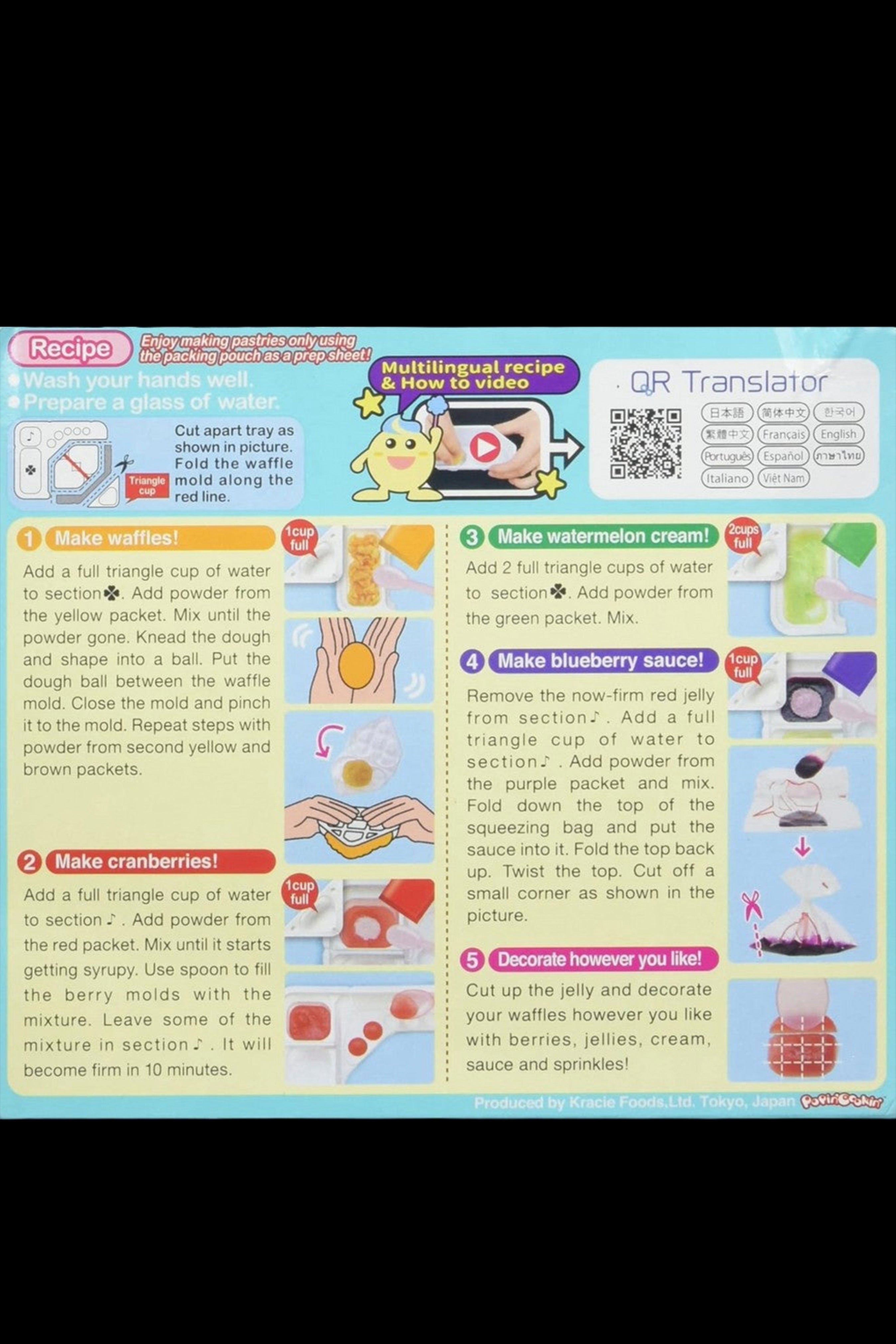 Instructional flyer detailing a recipe for making edible “waffles” and “cream” using powdered mixtures and water, resembling cannabis-infused edibles preparation.