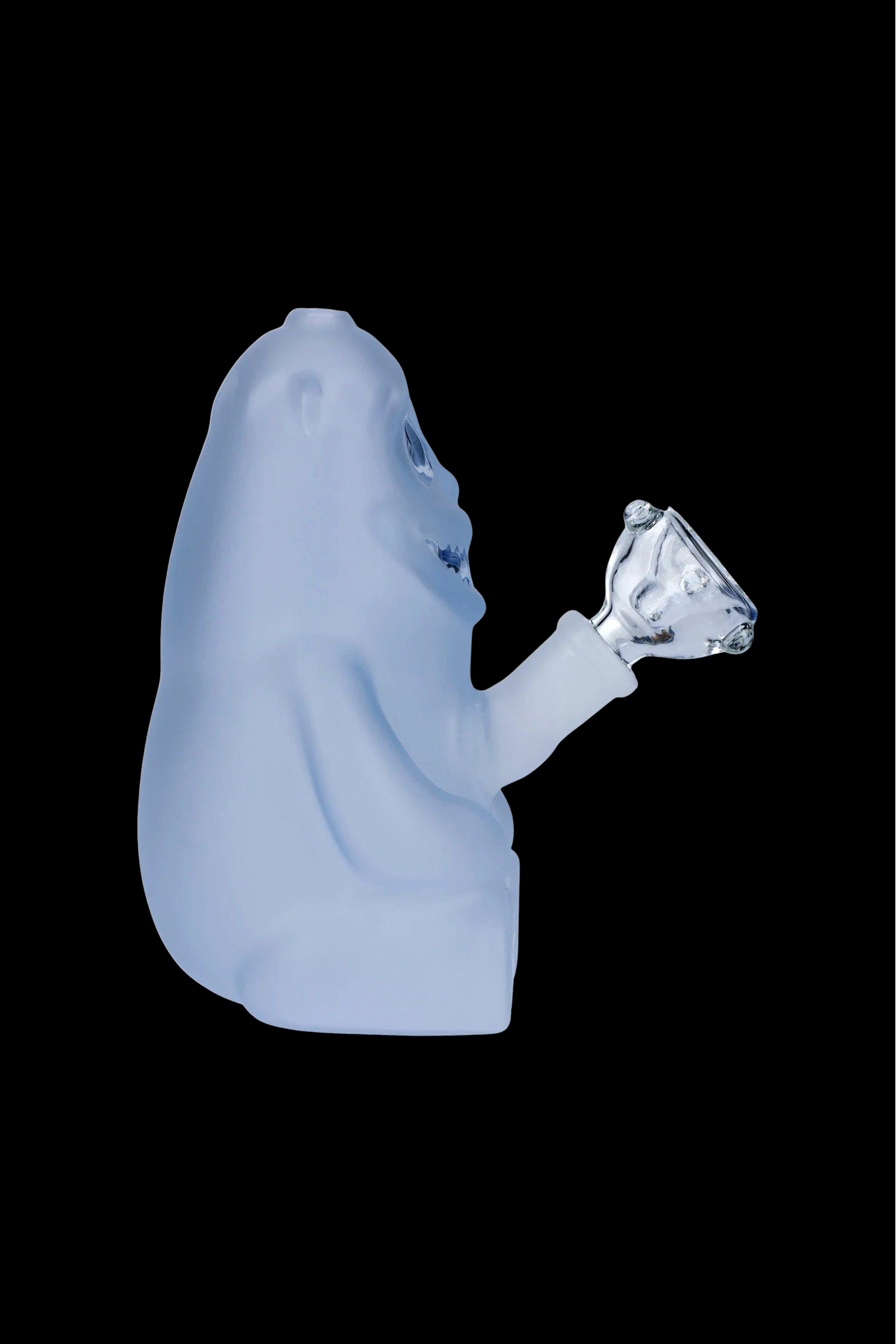 Light blue glass water pipe with a glass bowl piece.