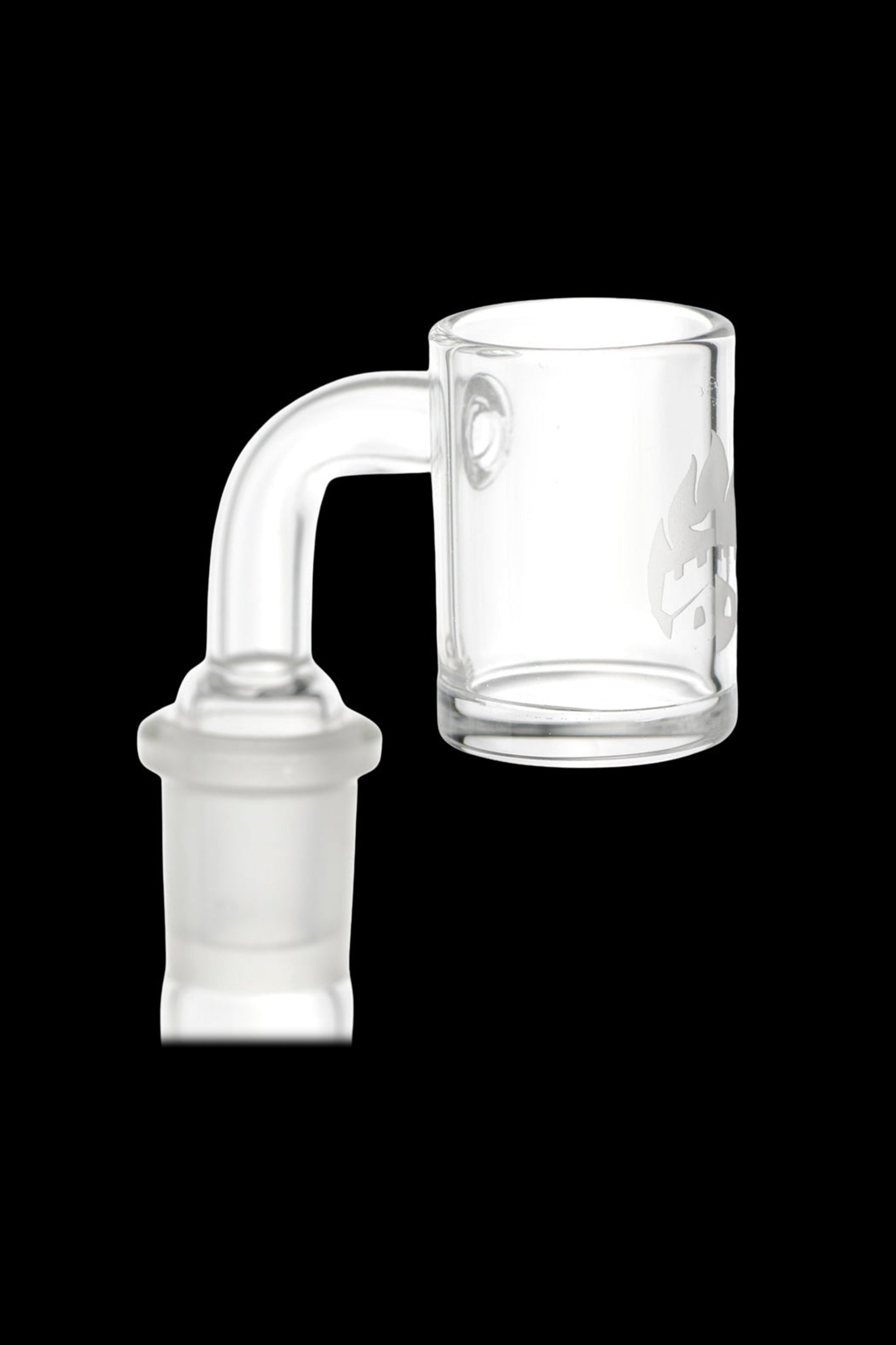 Clear quartz dab rig with etched design.