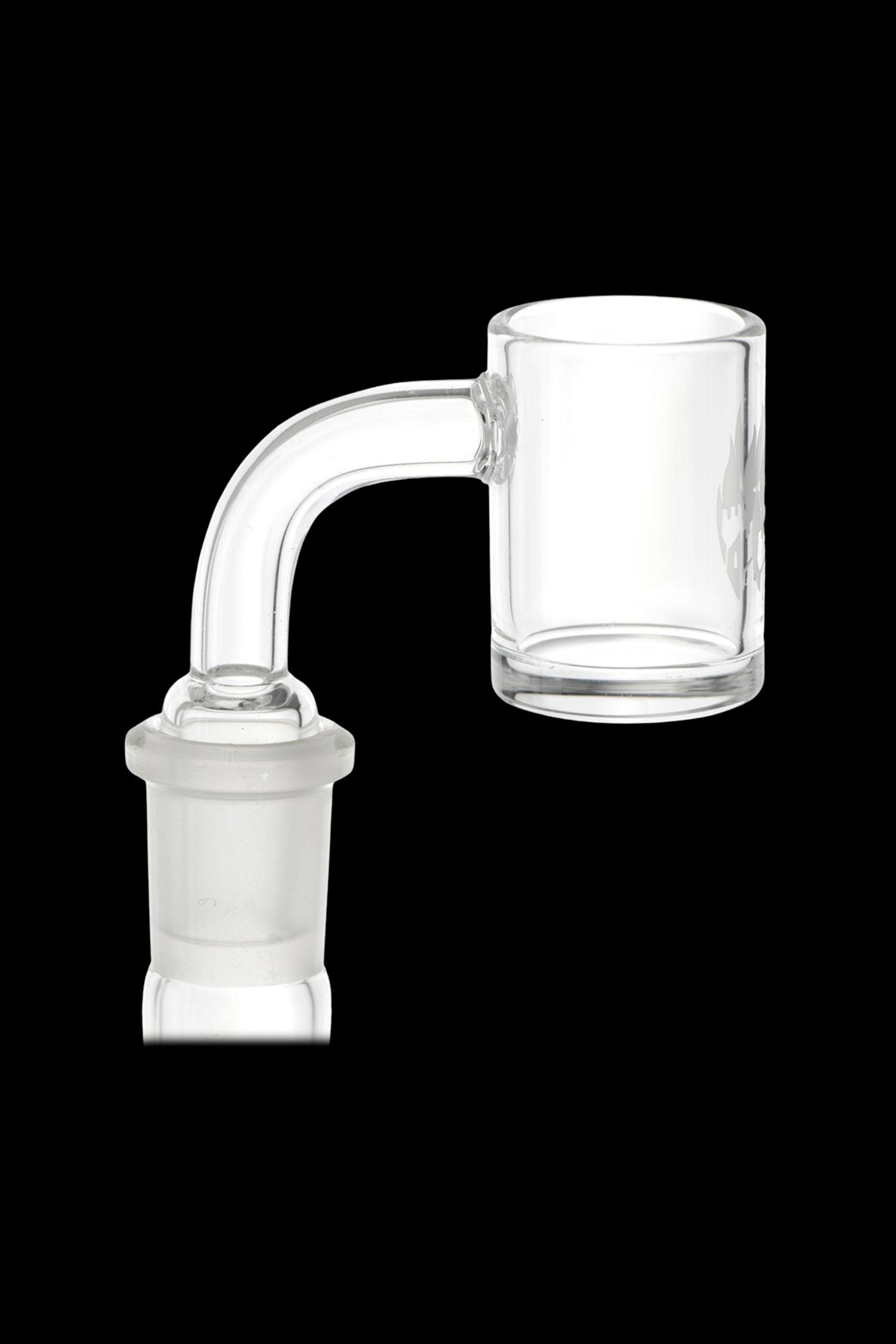 Clear quartz banger for dabbing cannabis concentrates.