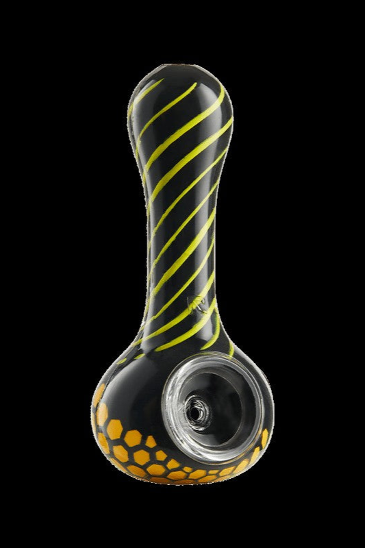 Black and yellow glass pipe for smoking cannabis.