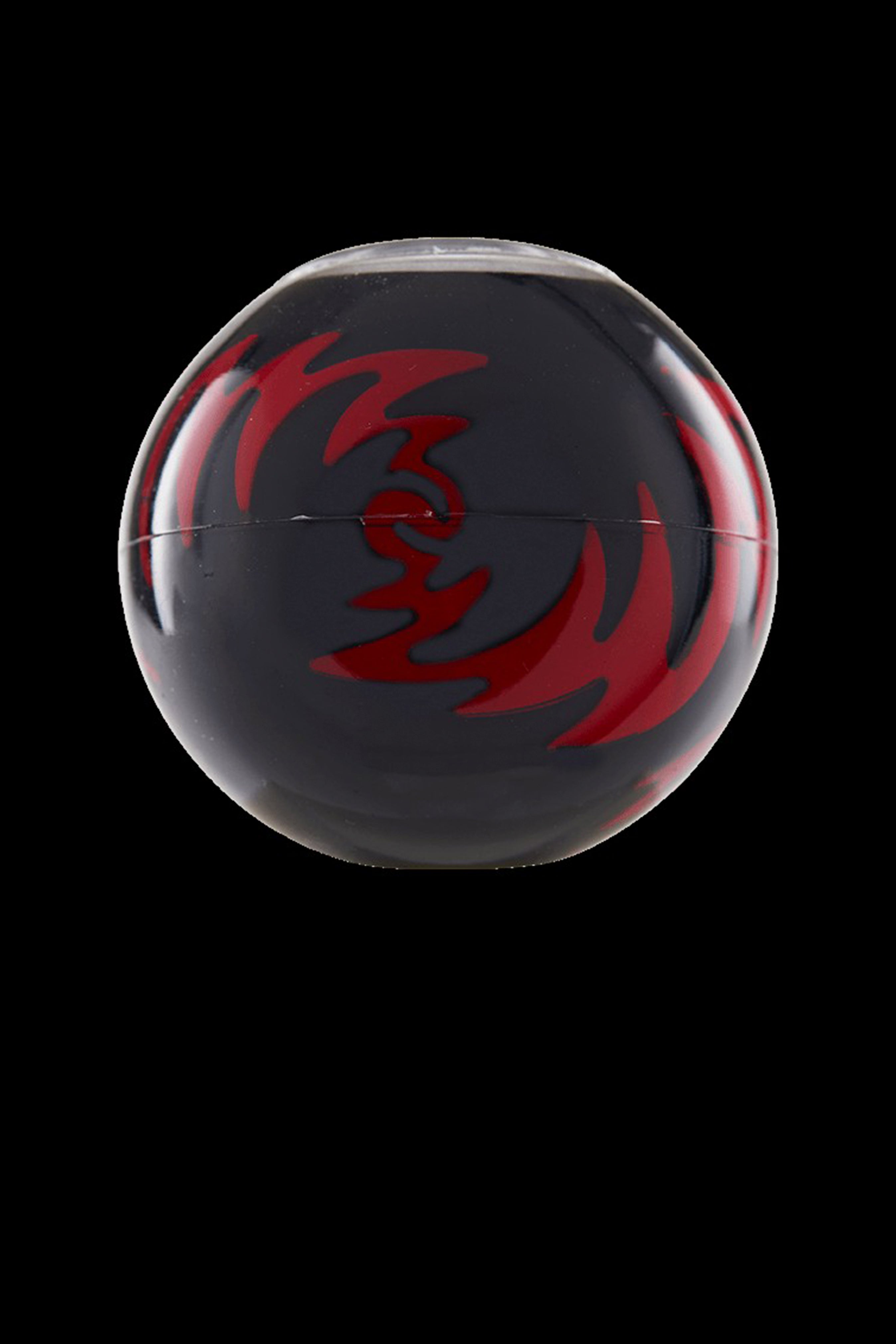 Black acrylic orb with red tribal flame design, likely a bubbler or water pipe component.