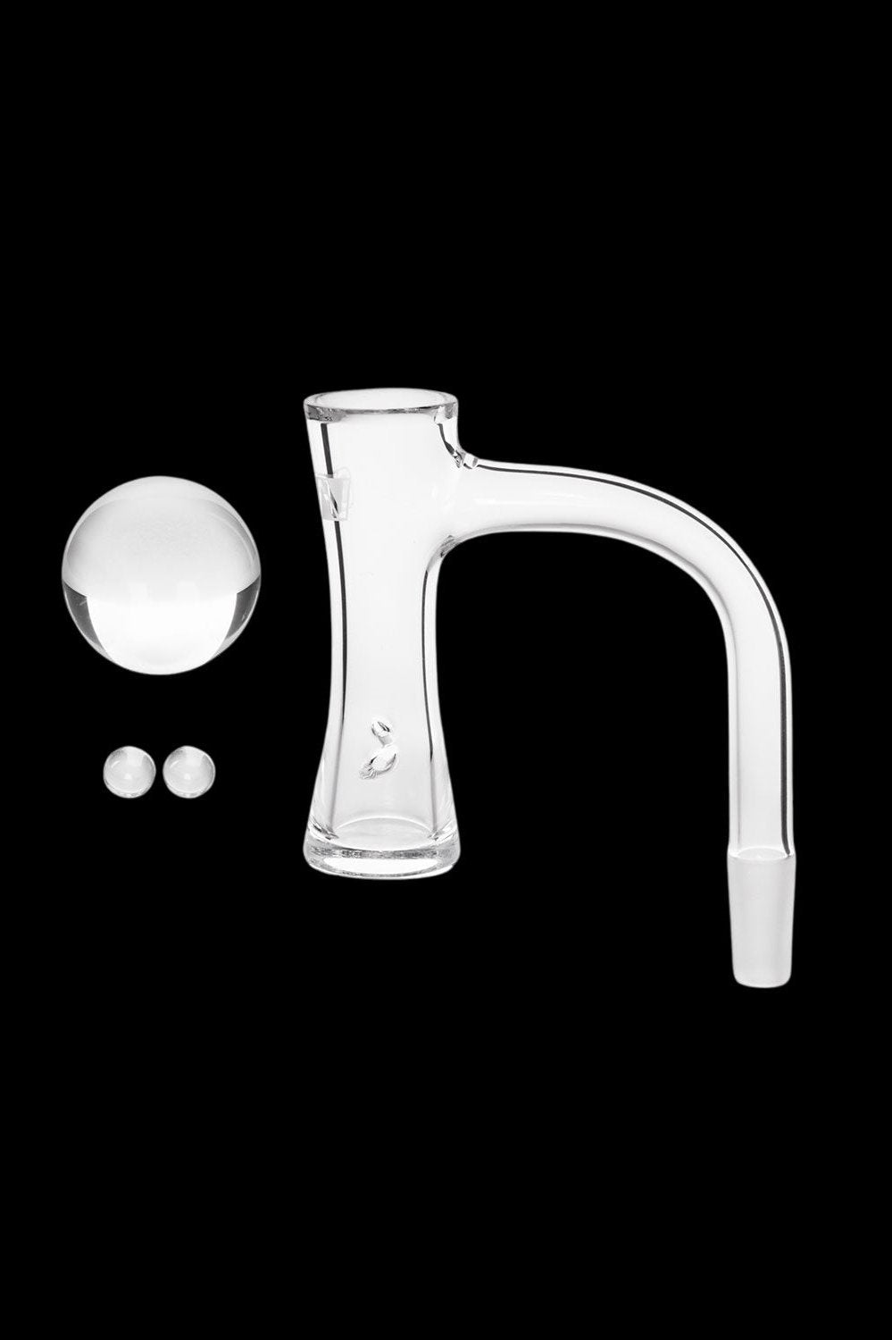 Quartz banger with carb caps for dabbing cannabis concentrates.