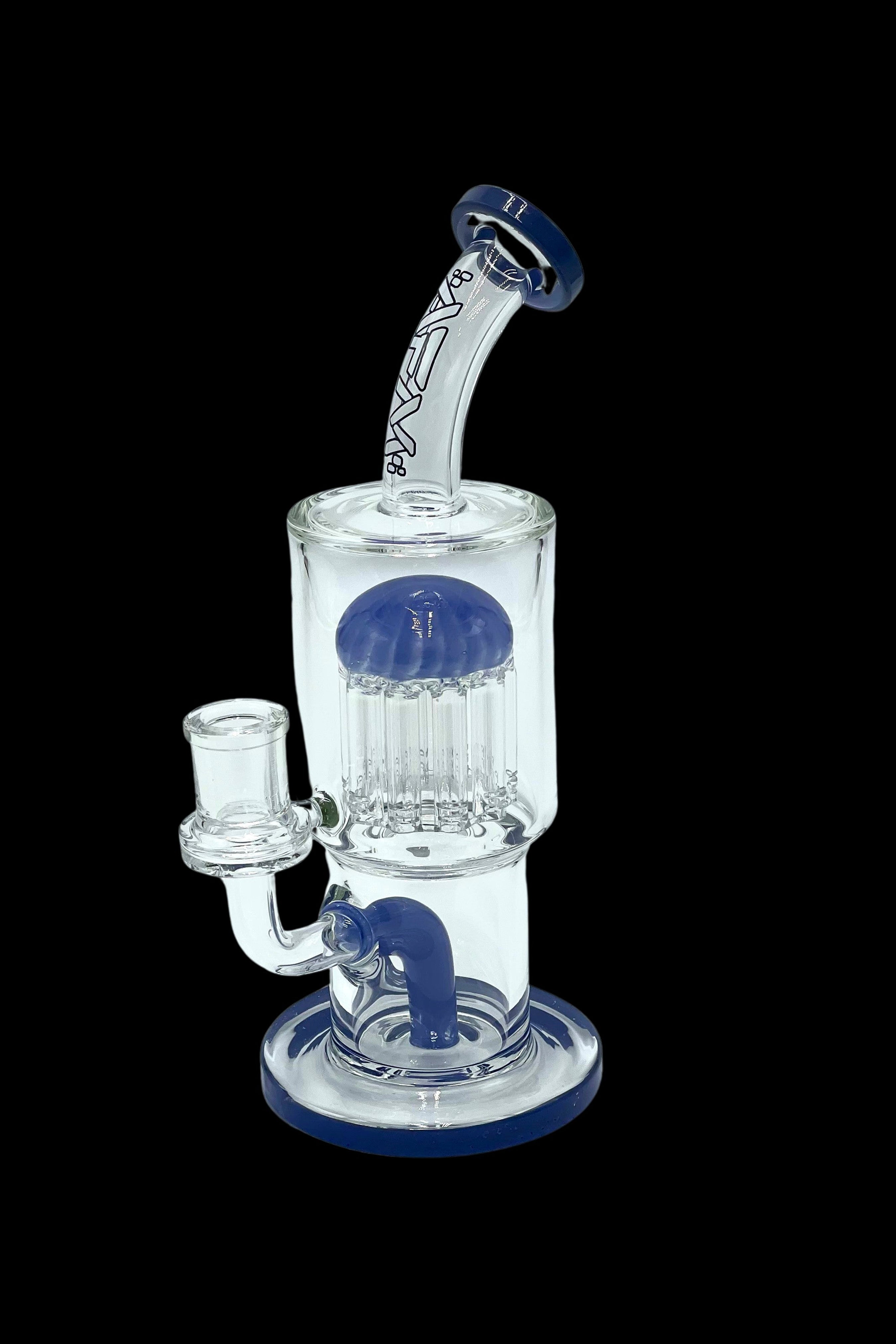 Blue glass water pipe (rig) with percolator.
