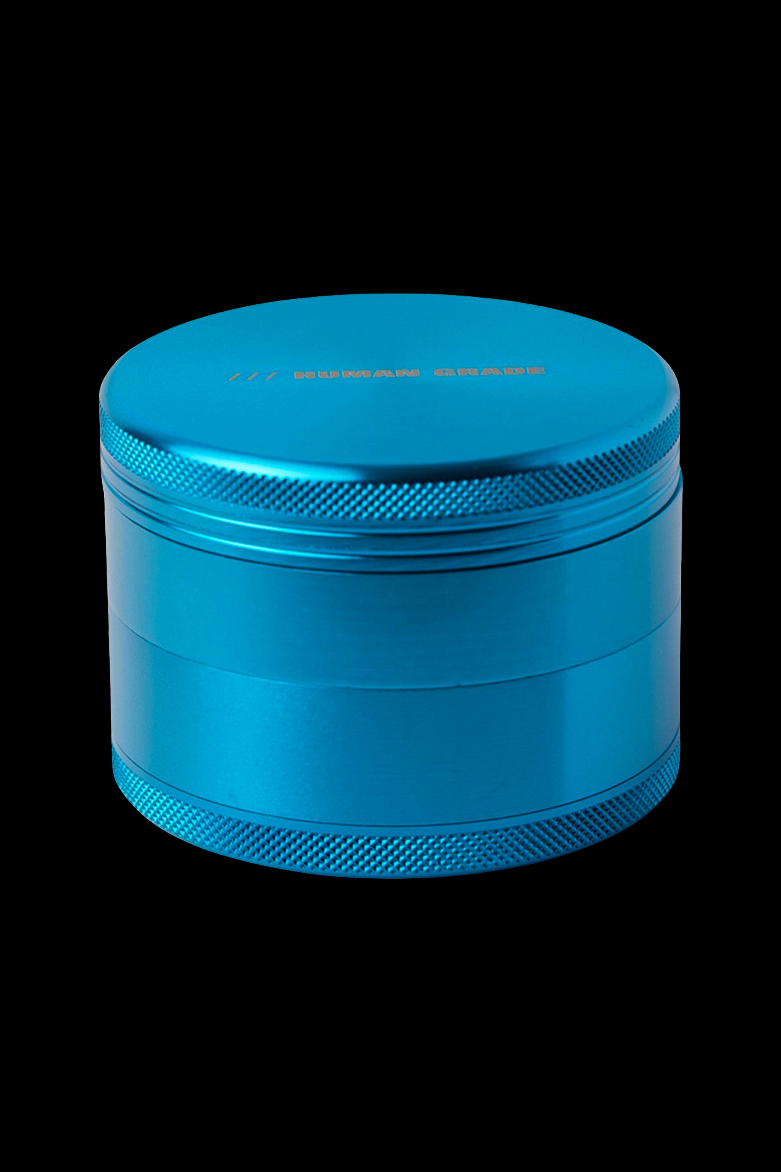 Blue metal cannabis grinder.