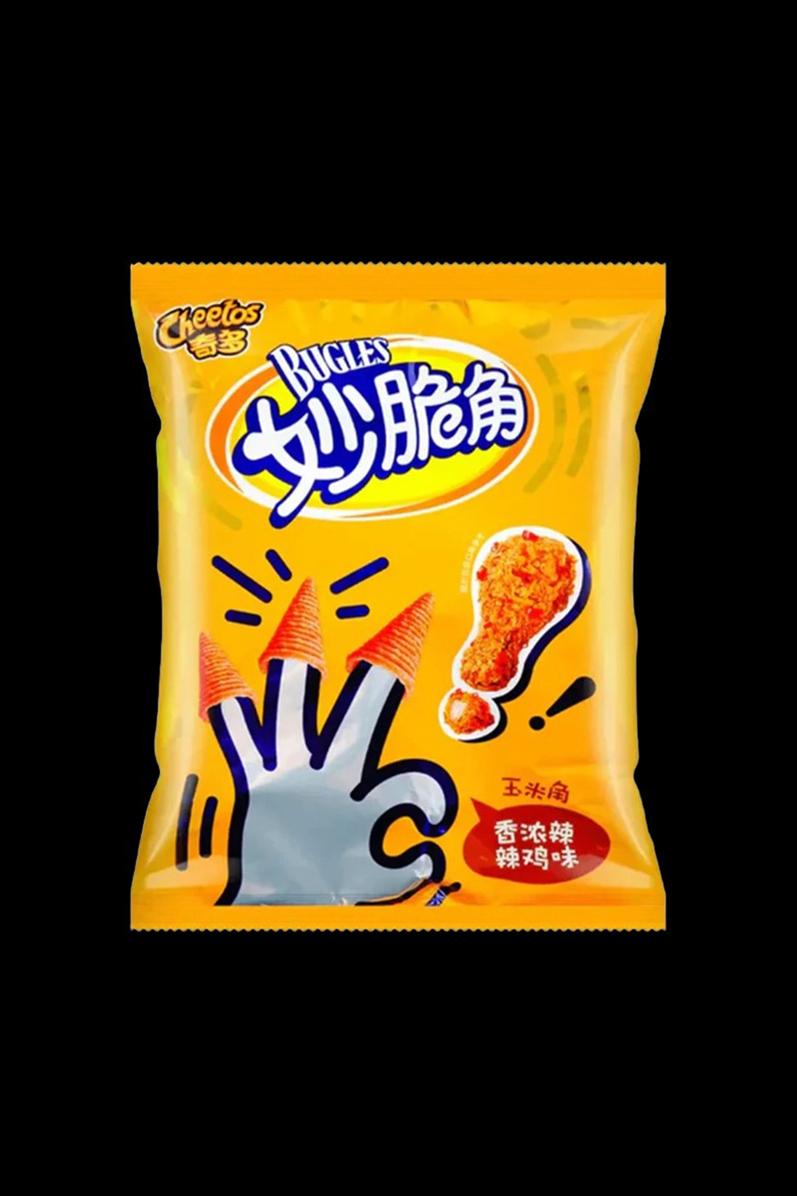Bag of Cheetos Bugles snack chips, often used as a rolling paper substitute."