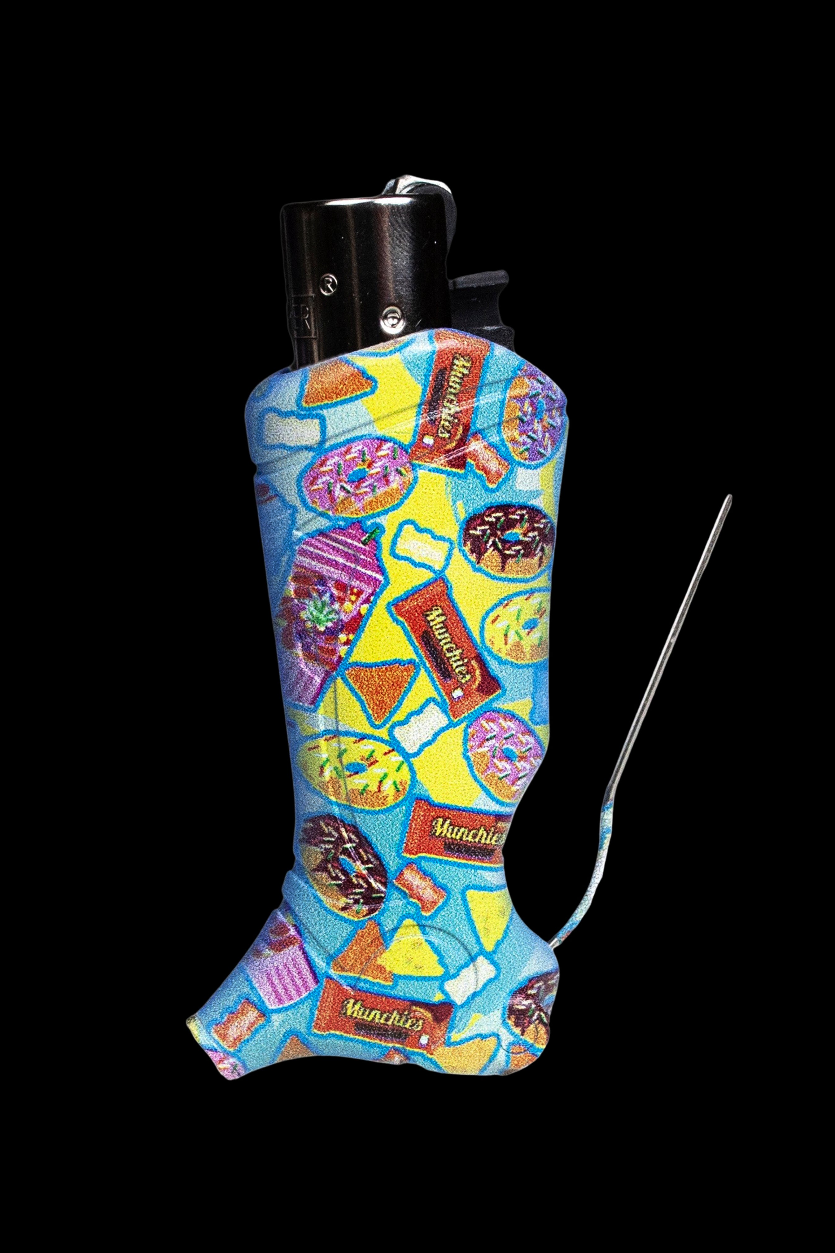 Cannabis lighter decorated with colorful donut and pastry patterns.