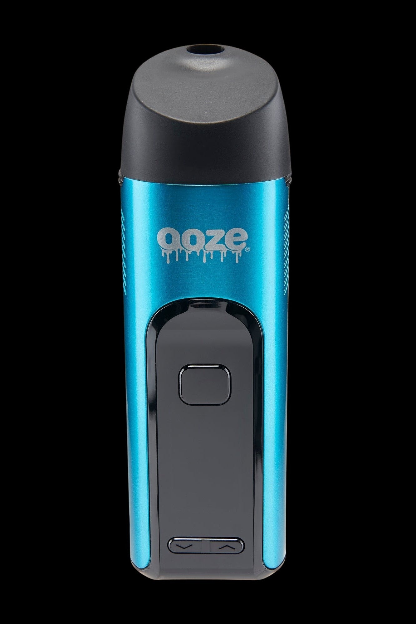Blue Ooze vape pen with branding and button controls.