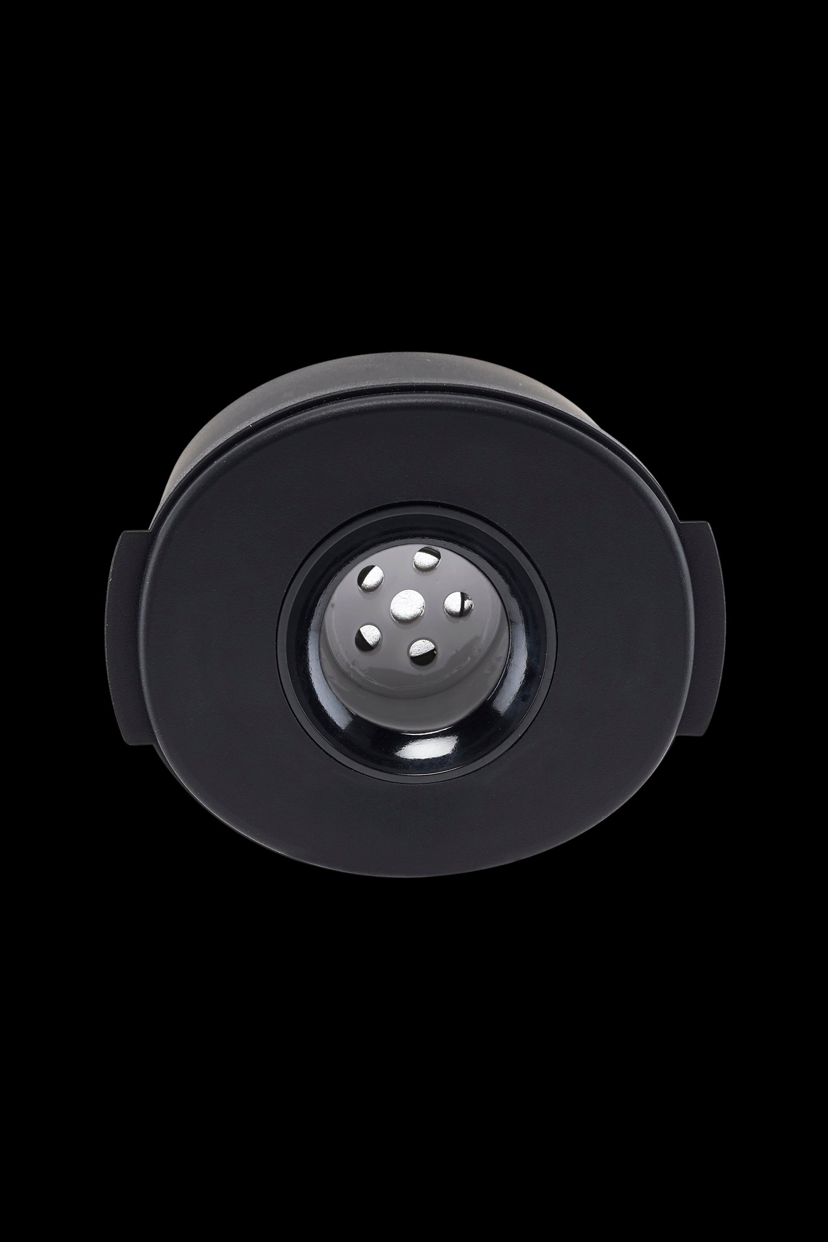 Black cannabis dab cap with a phenolic pearl insert.