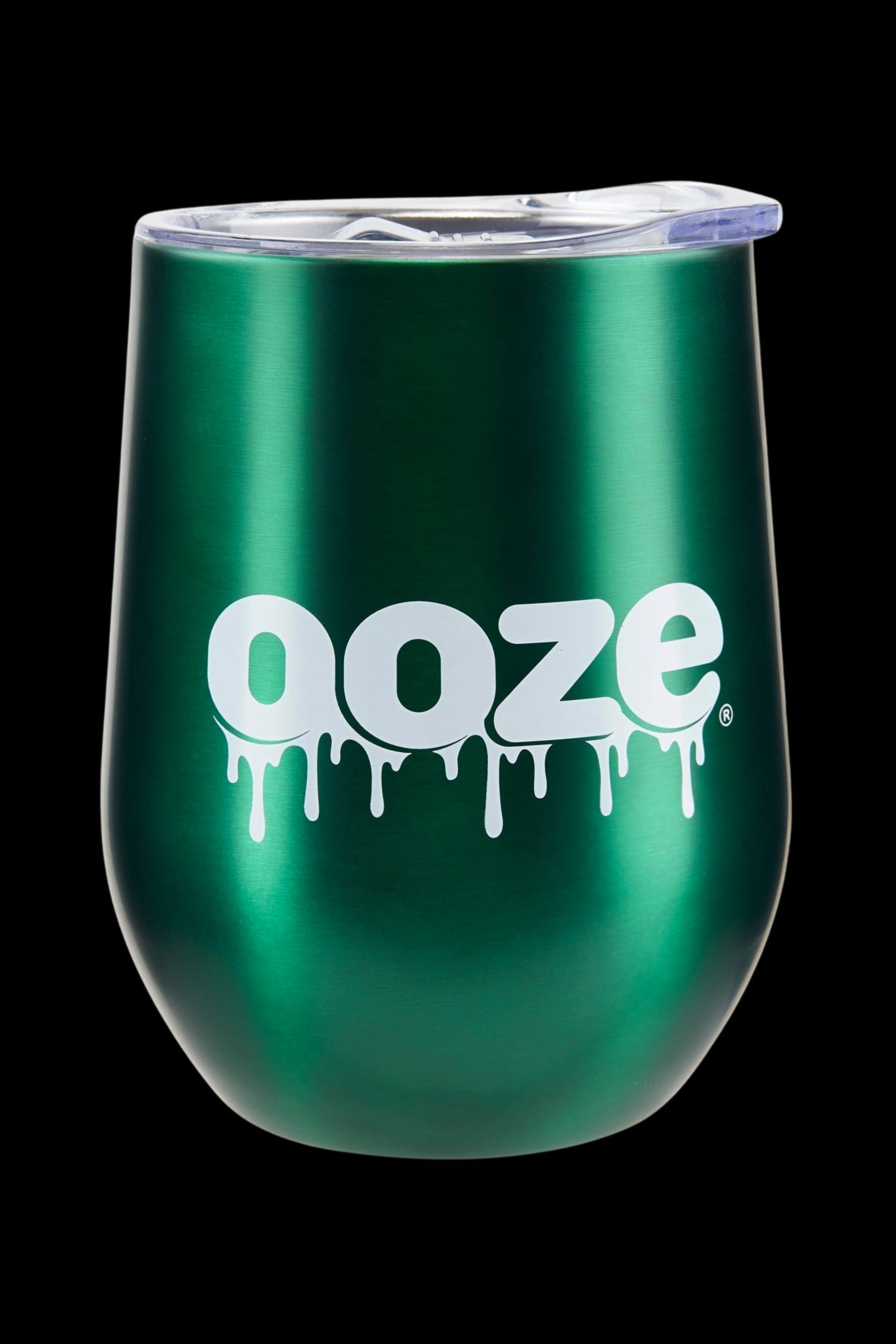 Emerald green wine glass-shaped smoking accessory with the "Ooze" logo dripping down the front.