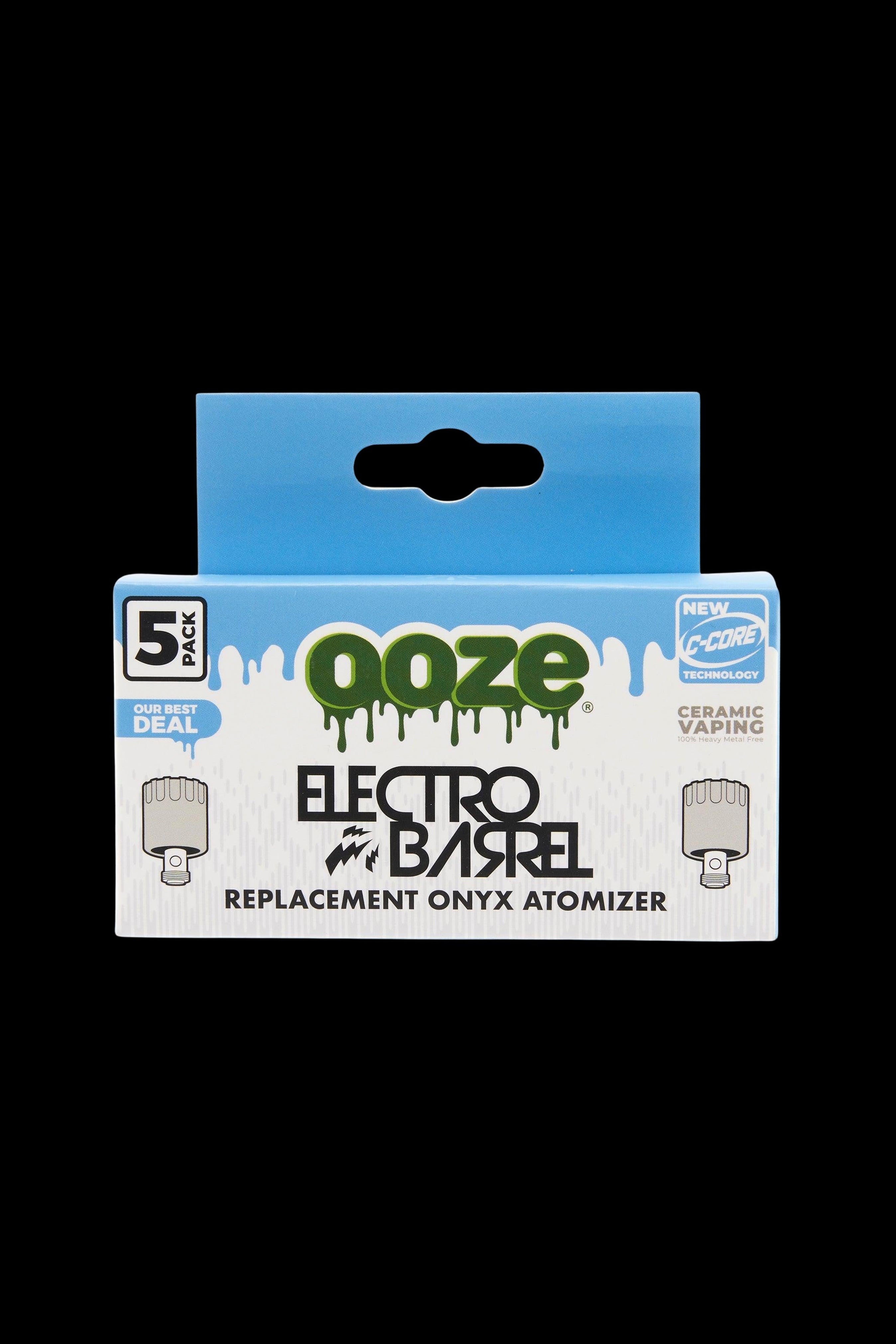 A package of five Ooze Electro Barrel replacement ceramic atomizer coils for vaping, displayed against a white background.