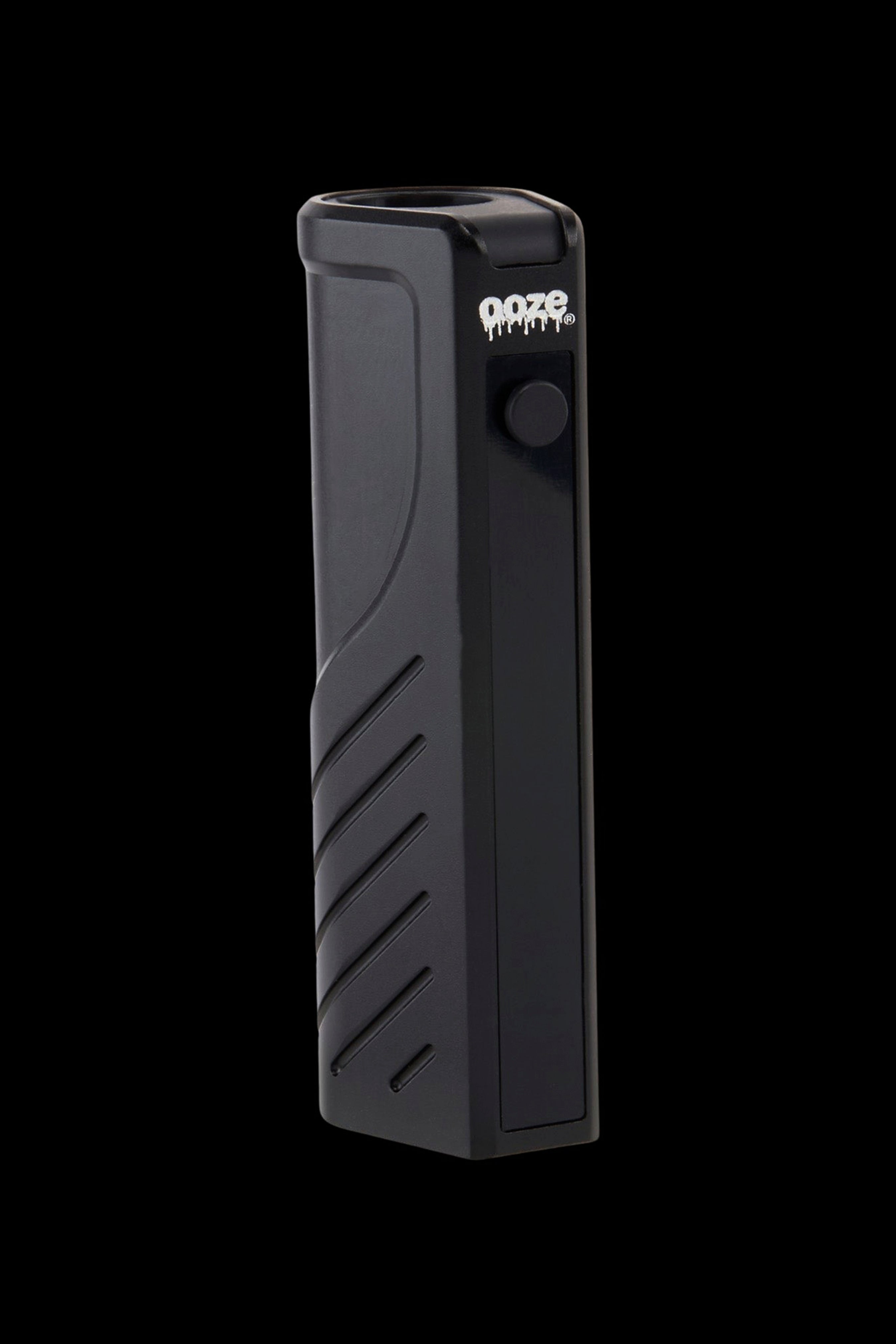 Black Aoze cannabis vaporizer pen with vertical ribbed detailing.
