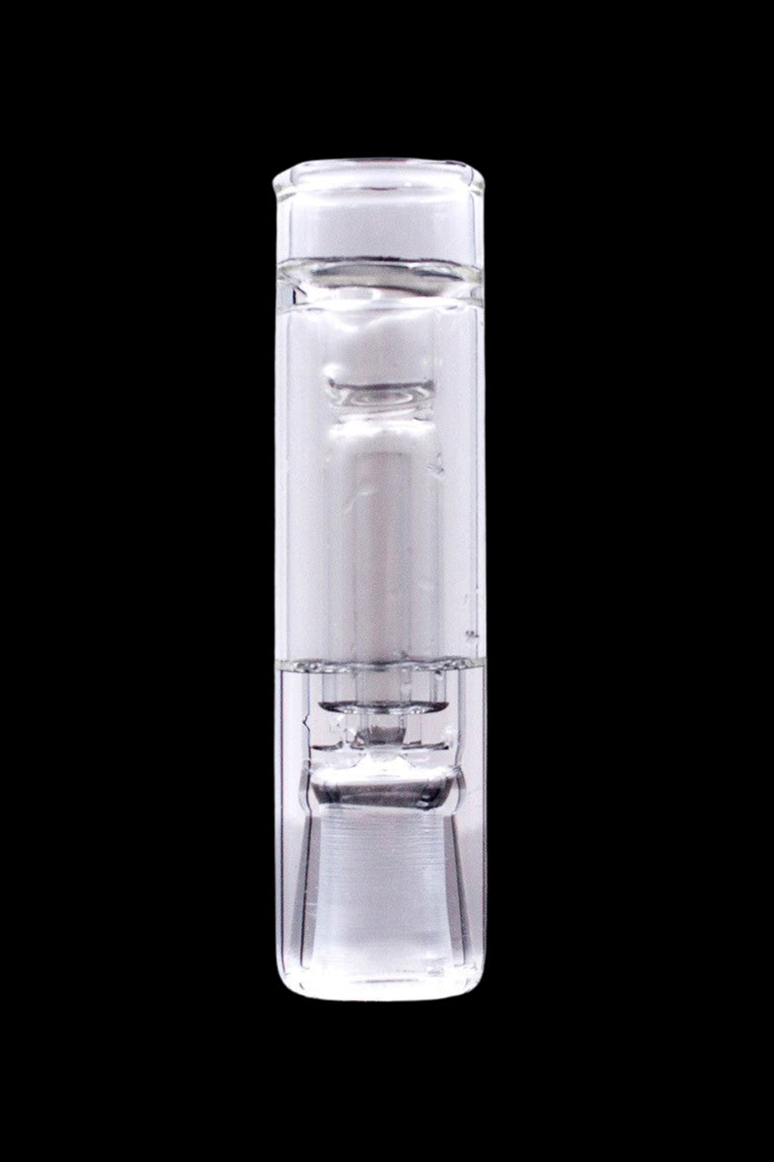 Clear glass bubbler water pipe.