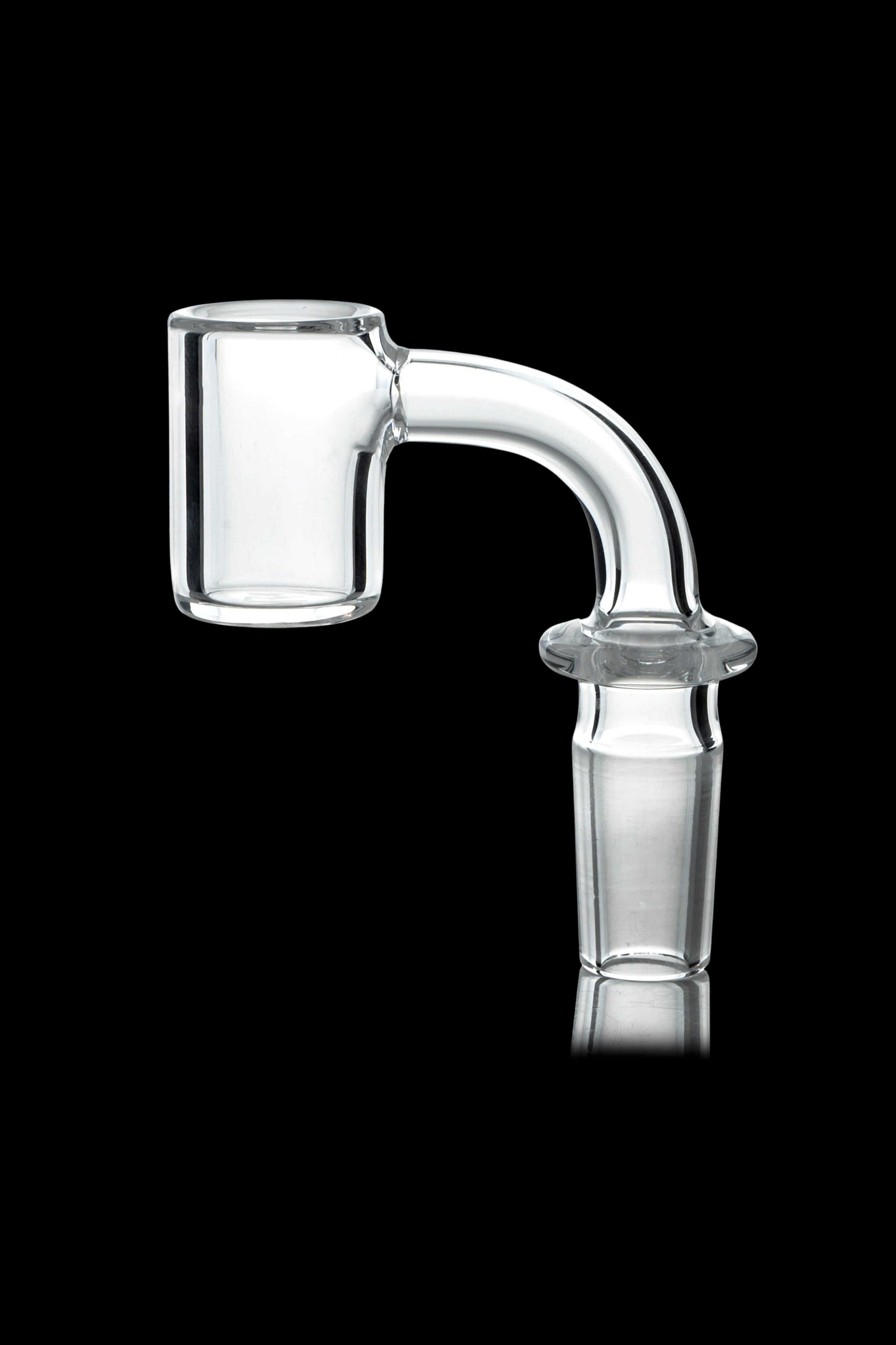 Clear glass dab rig insert, also known as a banger, for vaporizing cannabis concentrates.