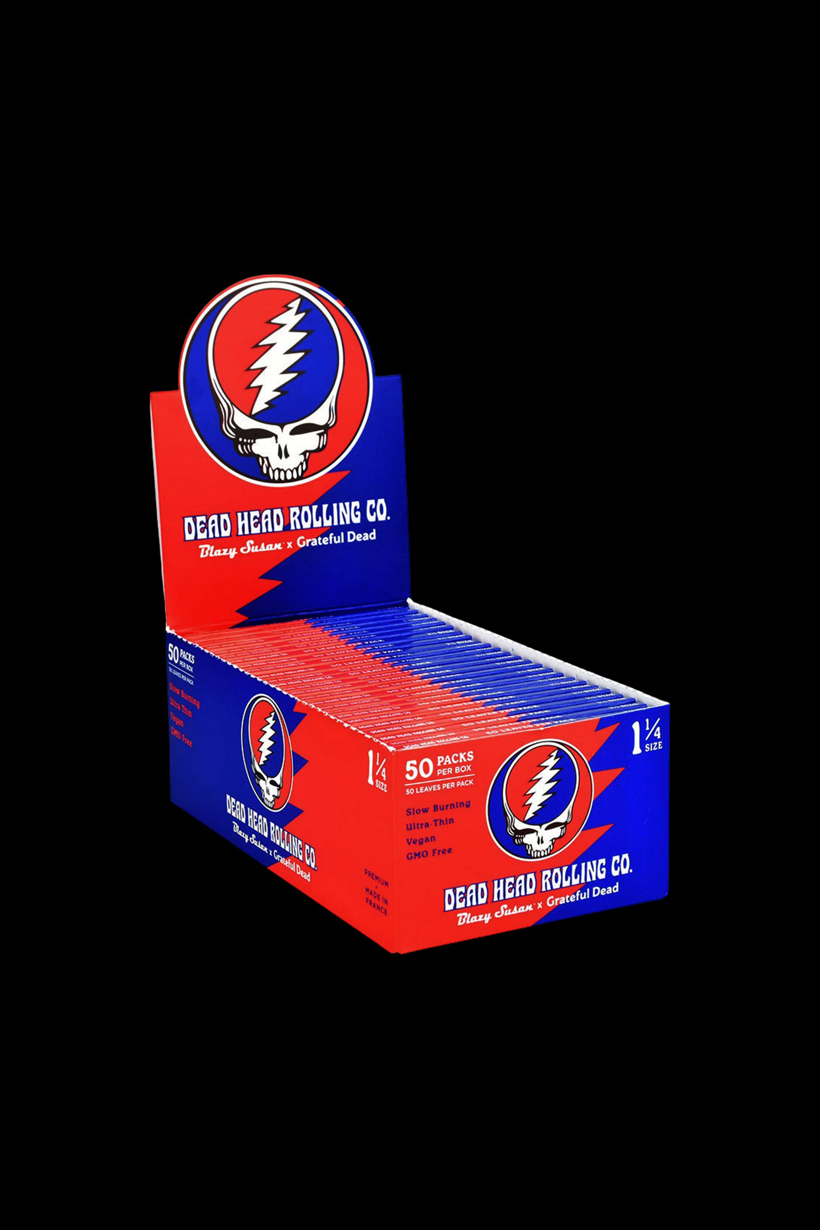 Pack of “Dead Head Rolling Co.” rolling papers featuring the iconic Grateful Dead Steal Your Face skull logo.