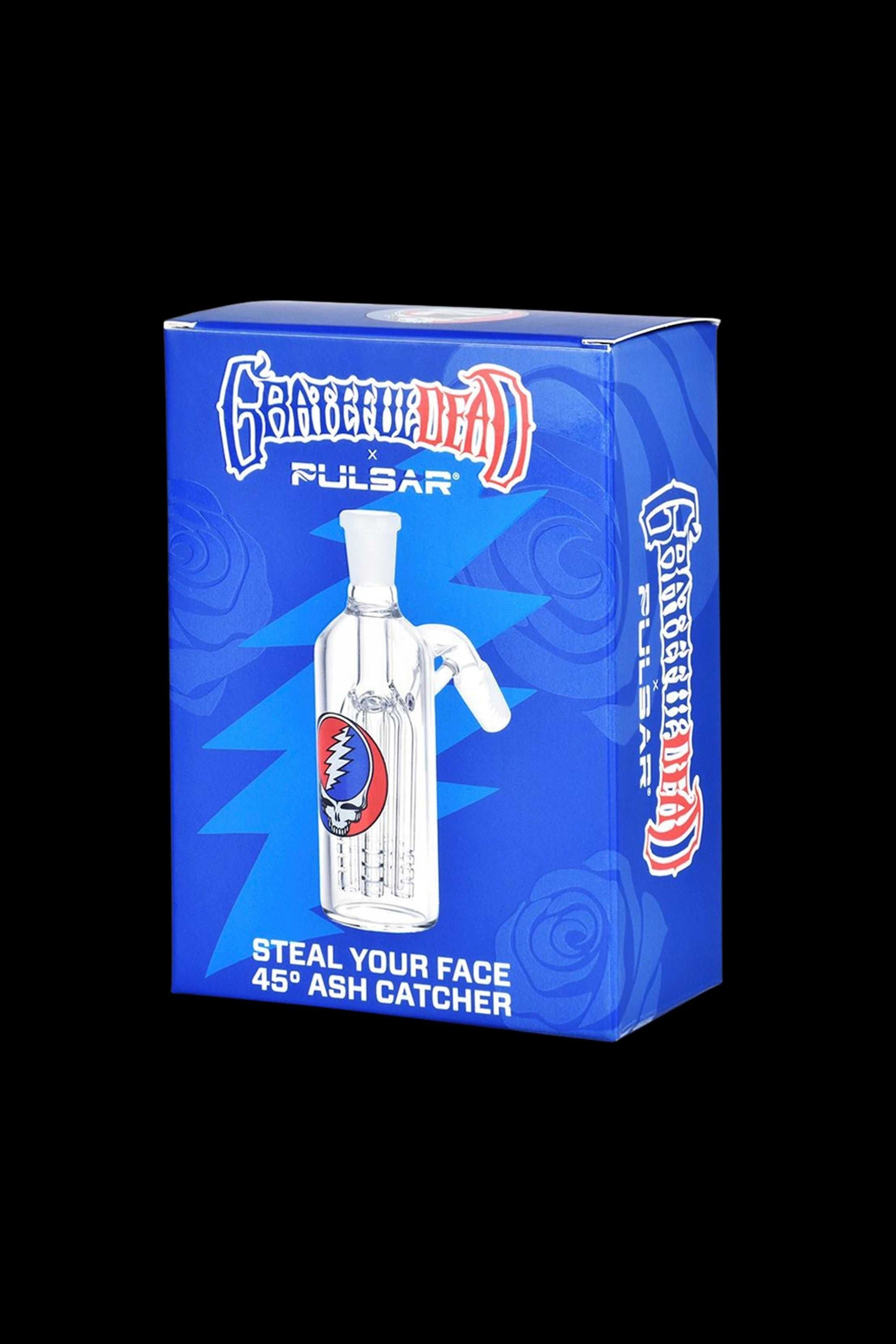 Grateful Dead x Pulsar glass ash catcher in retail packaging.