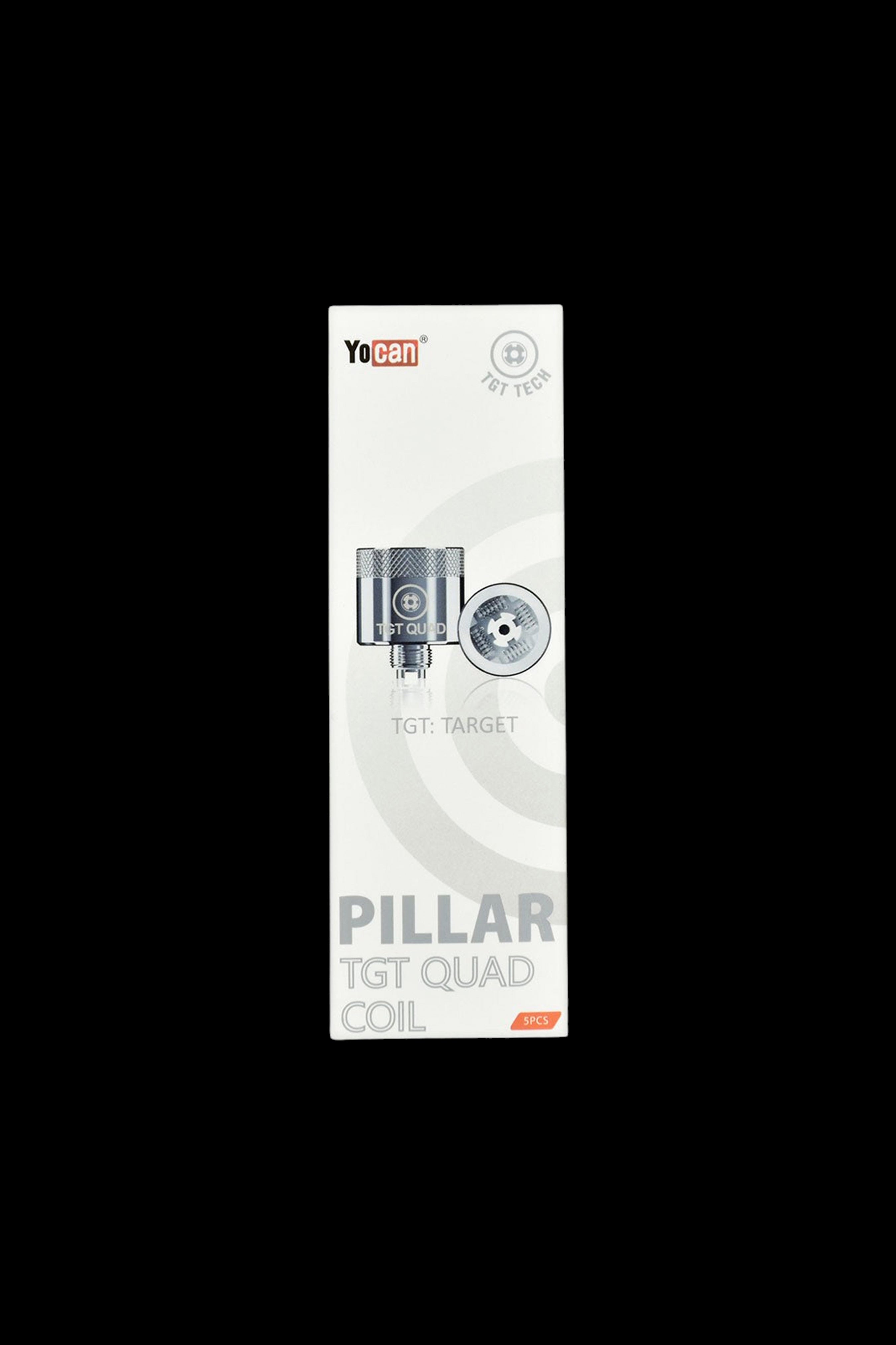 Yocan Pillar TGT Quad Coil packaging for cannabis vaporization.