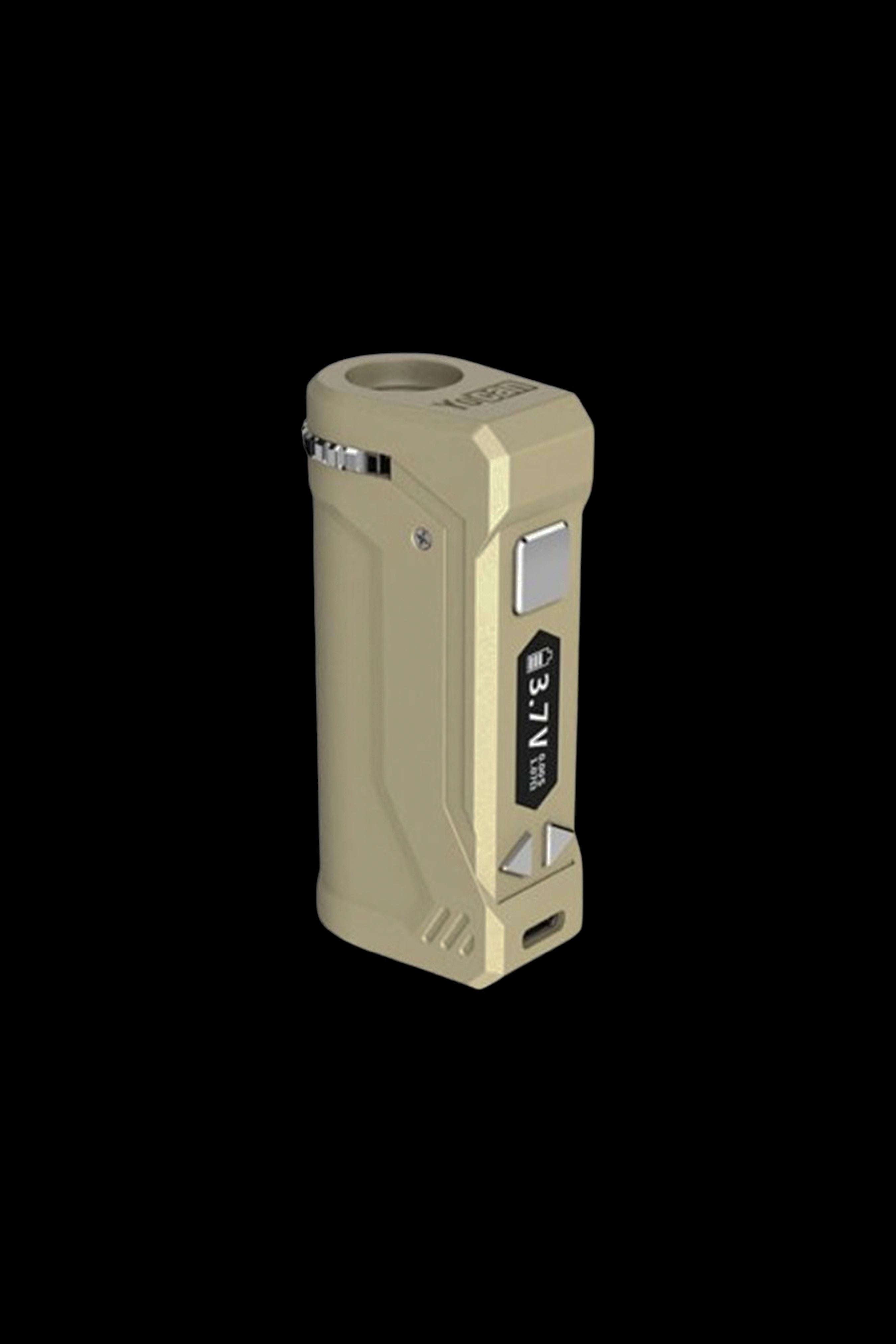 Olive green butane lighter with digital display.