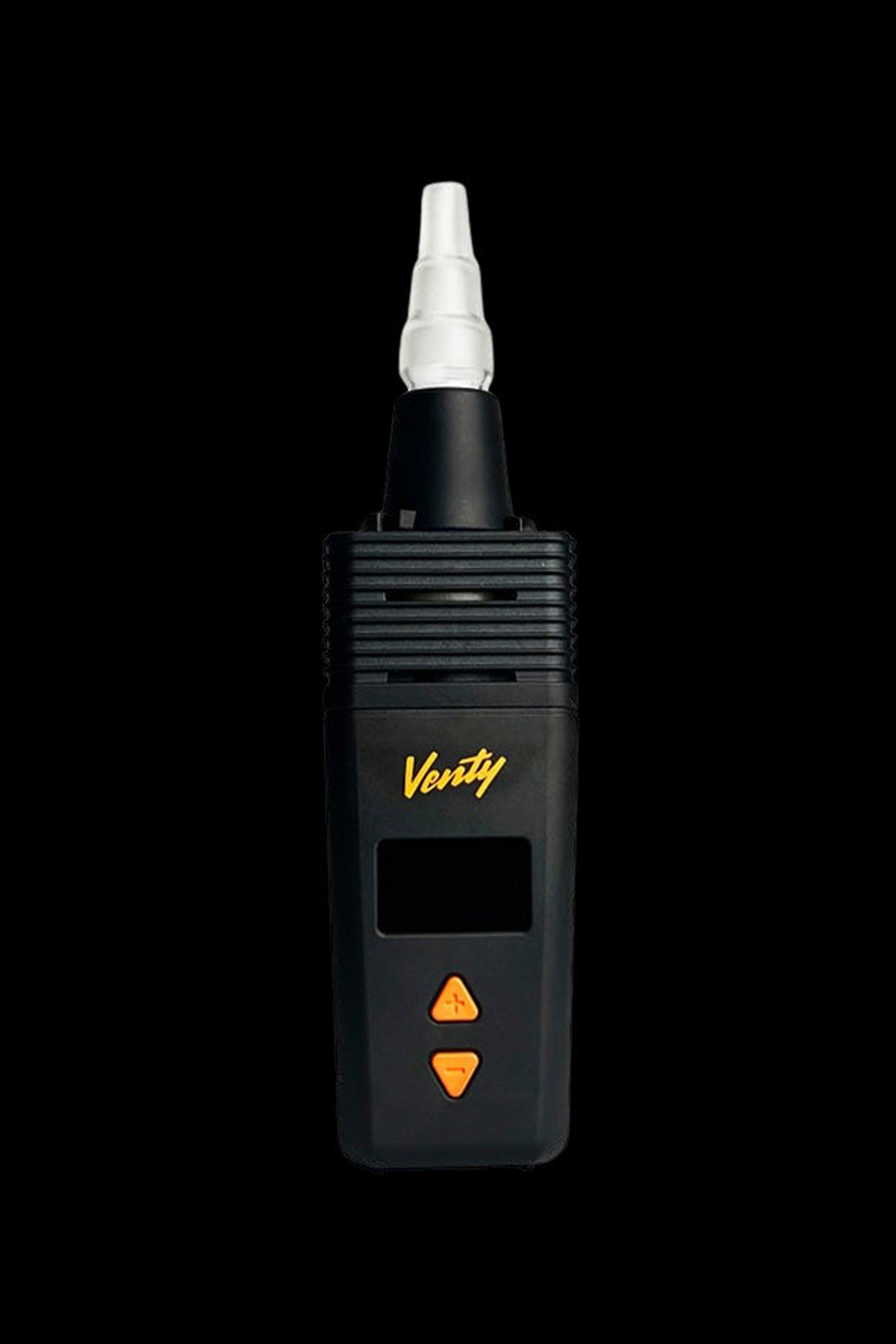 Black Verity cannabis vaporizer with digital display and control buttons.