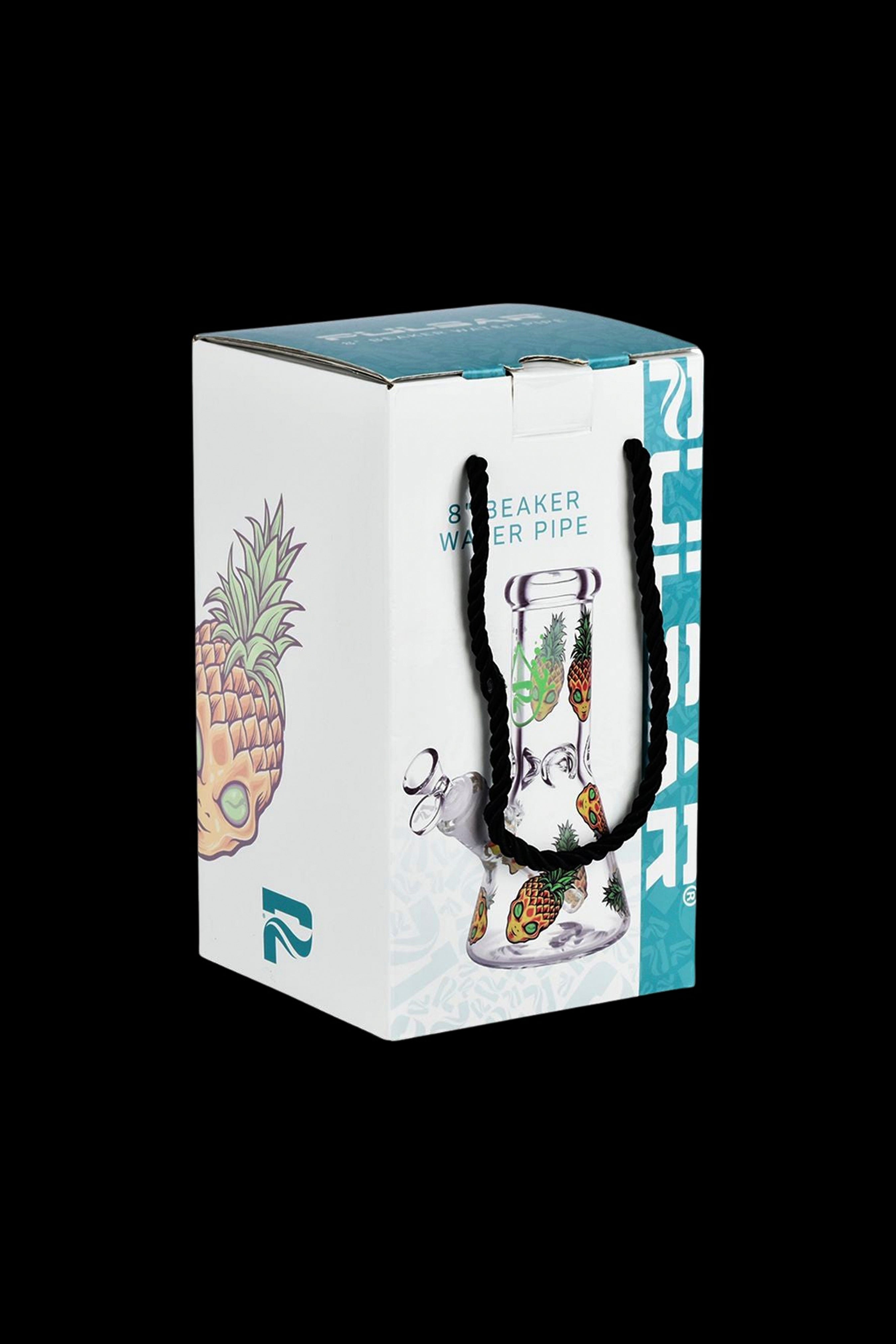 Pineapple-themed gift box containing a glass water pipe.