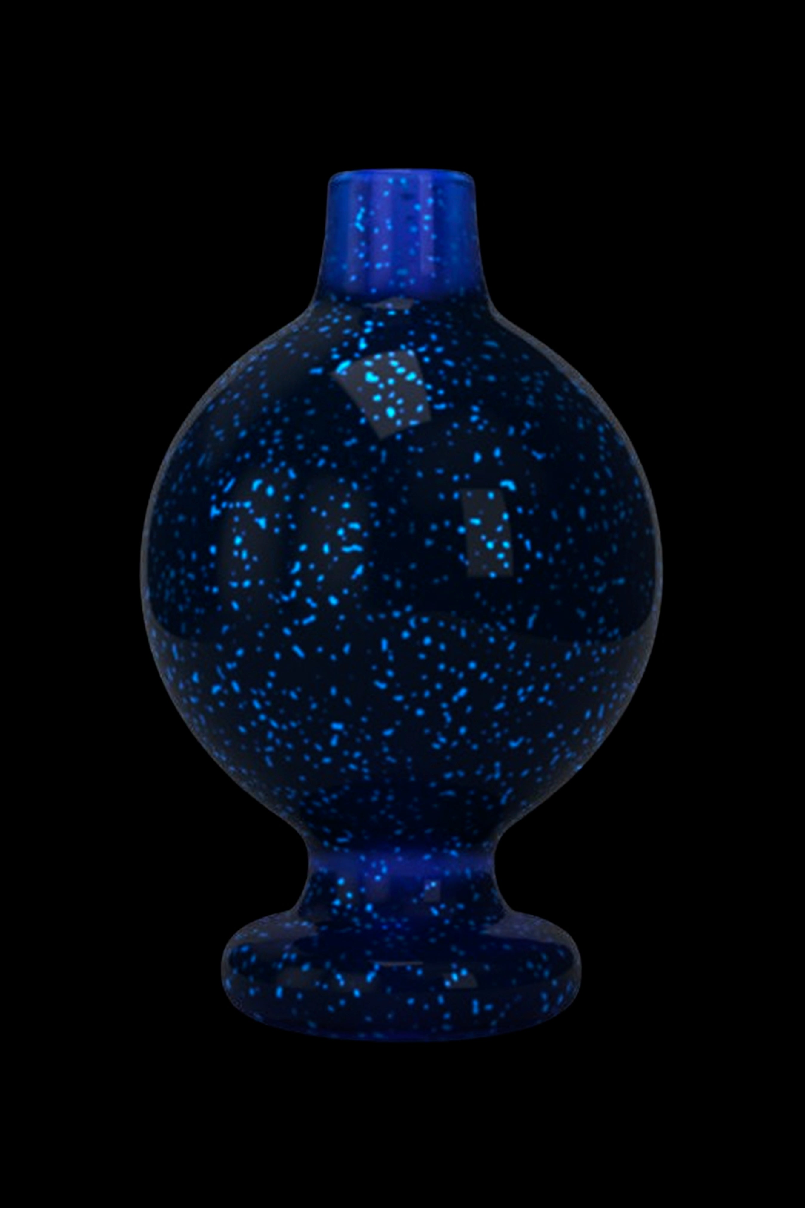 Blue glass dome for a cannabis dab rig, speckled with darker blue flecks.