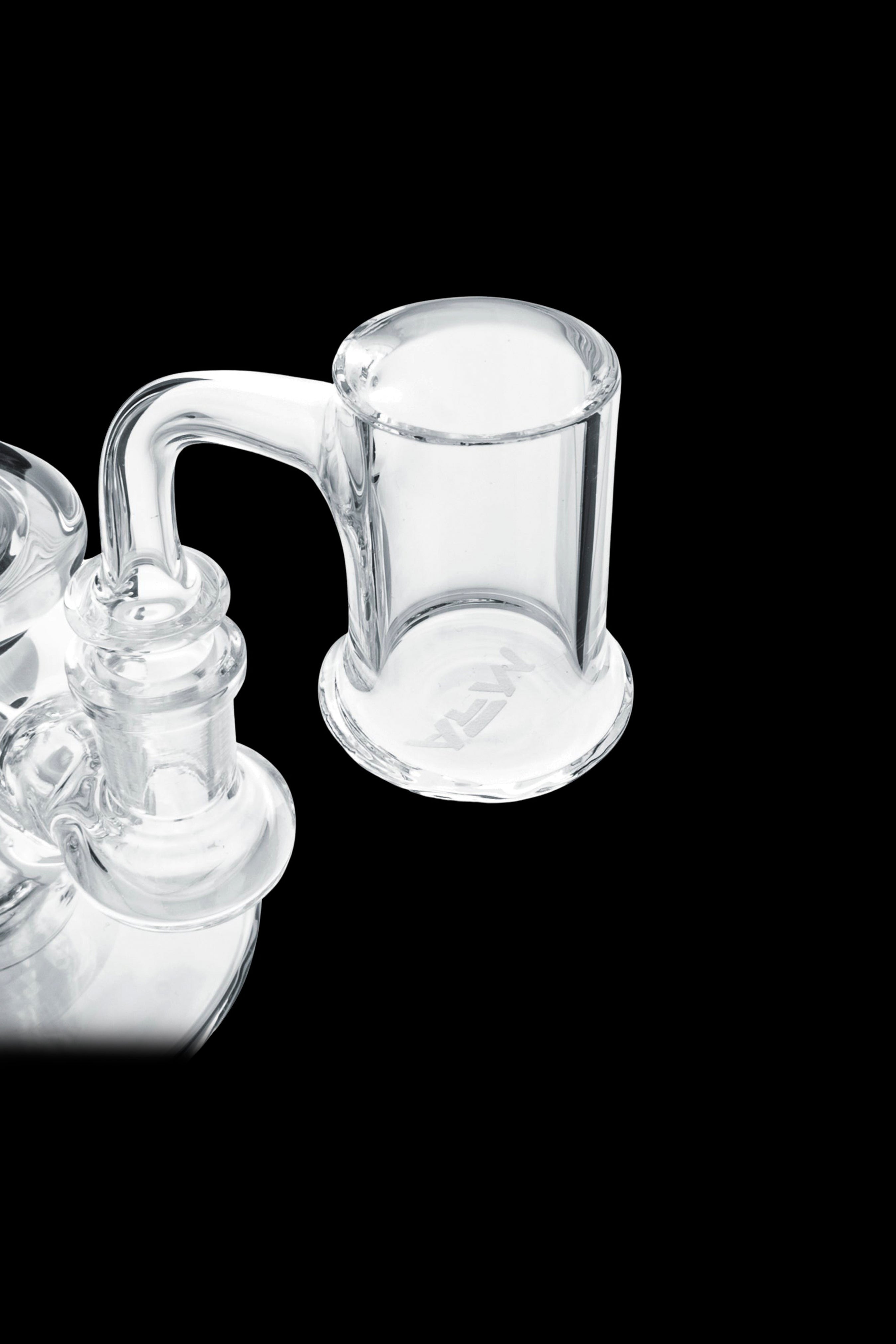 Clear glass dab rig with a quartz banger.