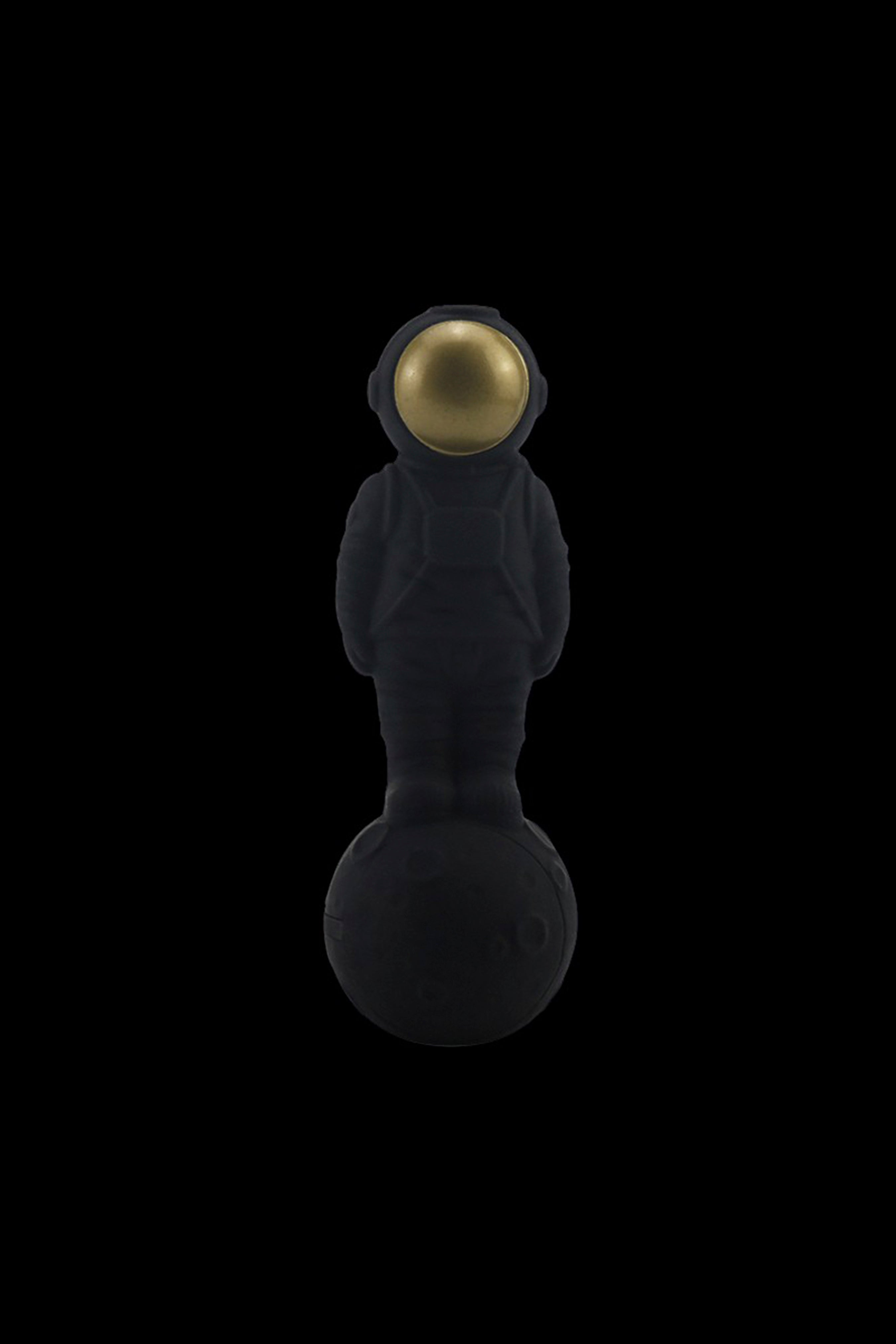 Black silicone cannabis dab rig with a gold mouthpiece.