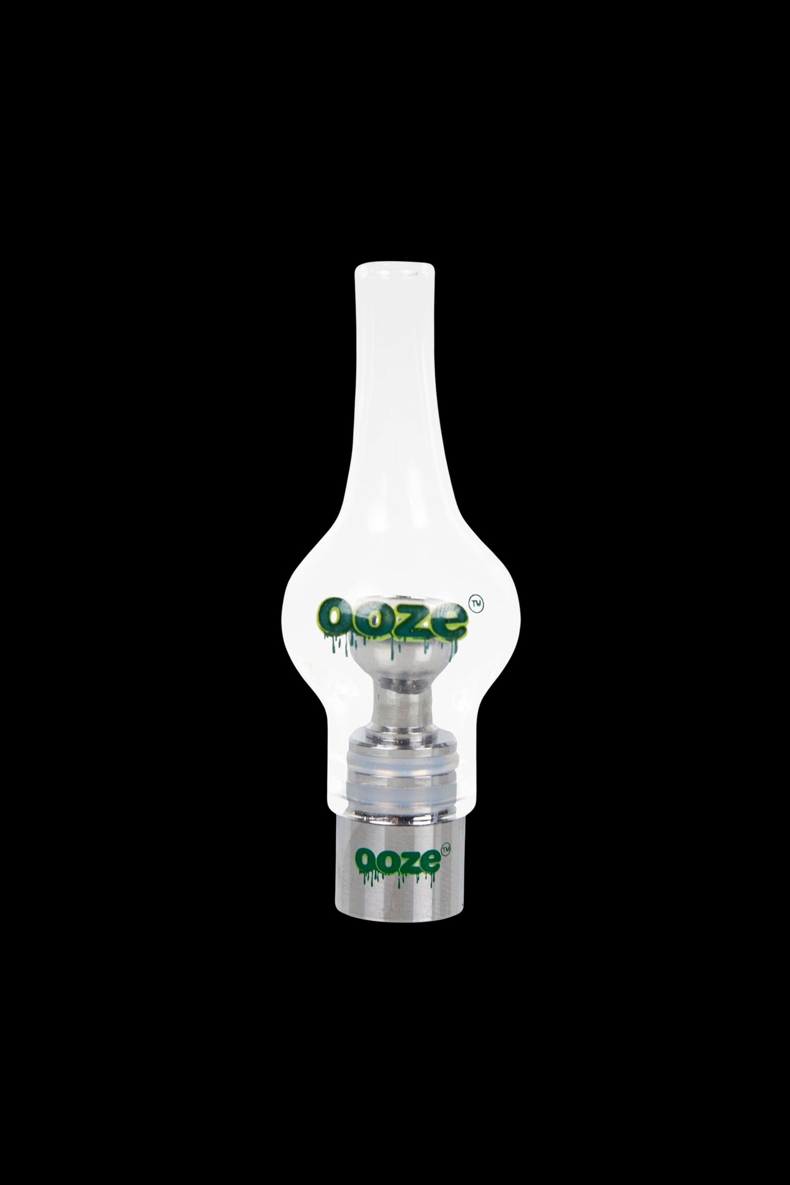 Clear glass dab nail with "Ooze" branding.