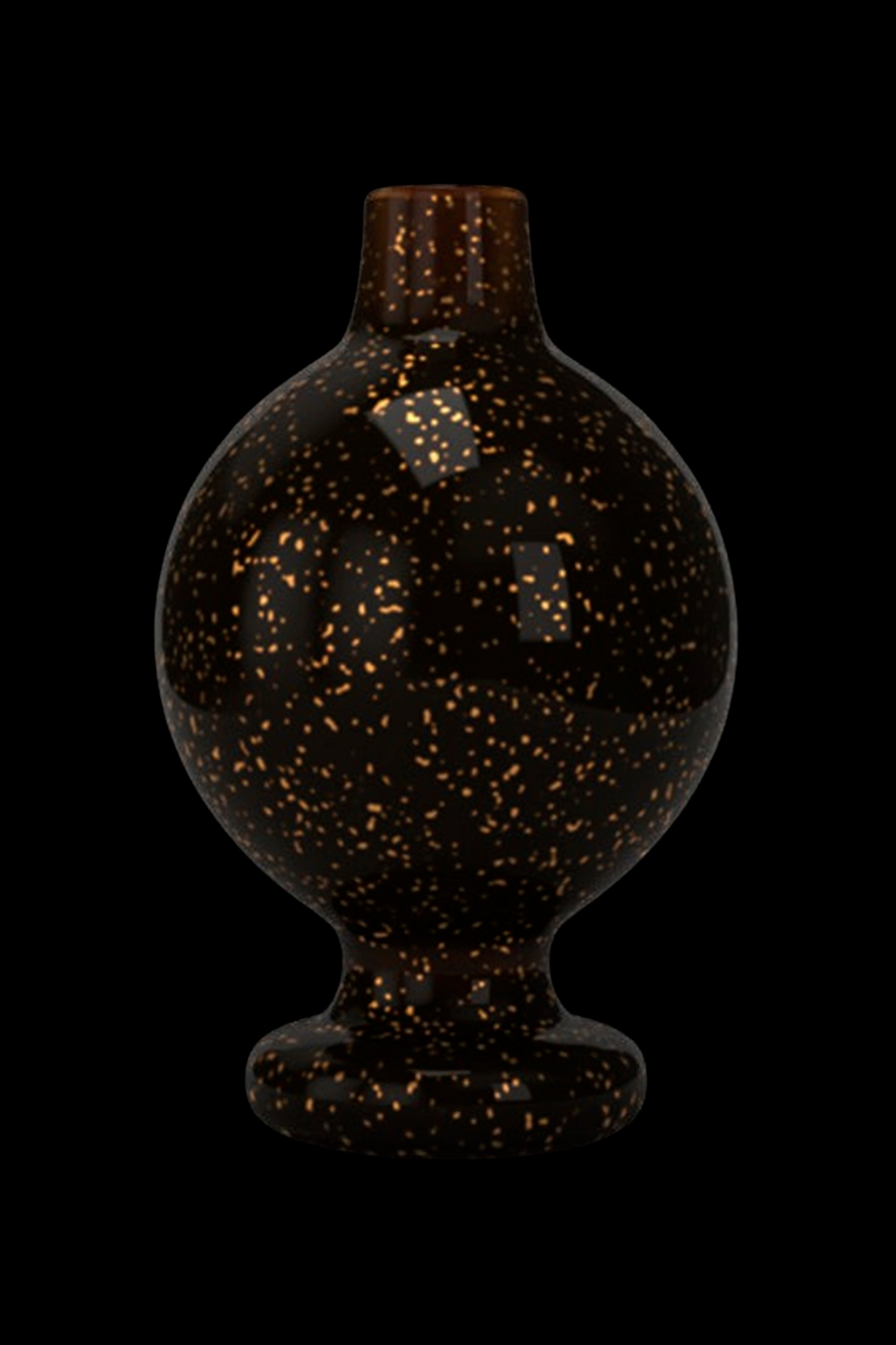 Black glass bubbler with gold flecks.