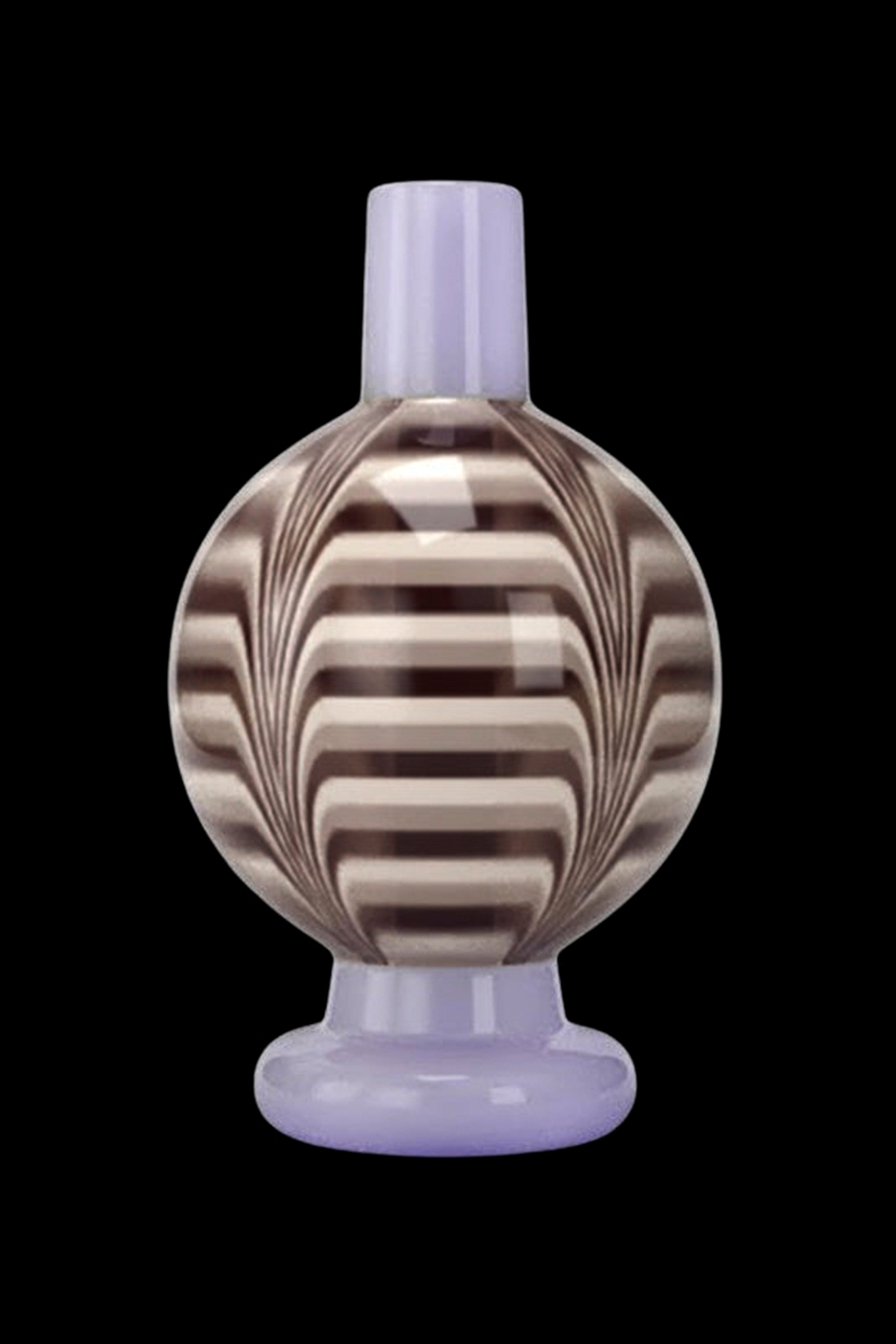 Purple and brown striped glass water pipe bubbler.