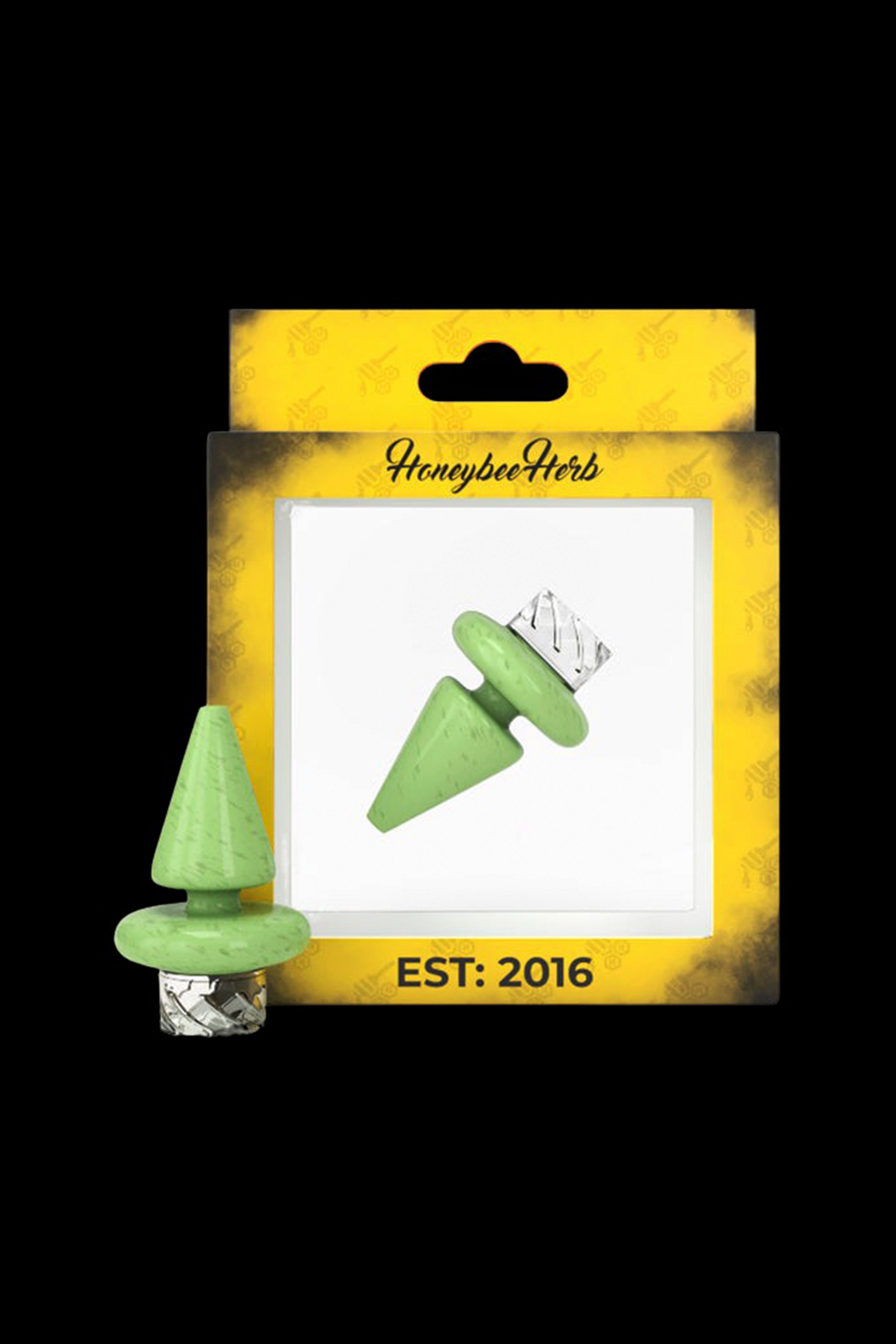 Green cannabis dab straw in retail packaging labeled “Honeybee Herb EST: 2016”.