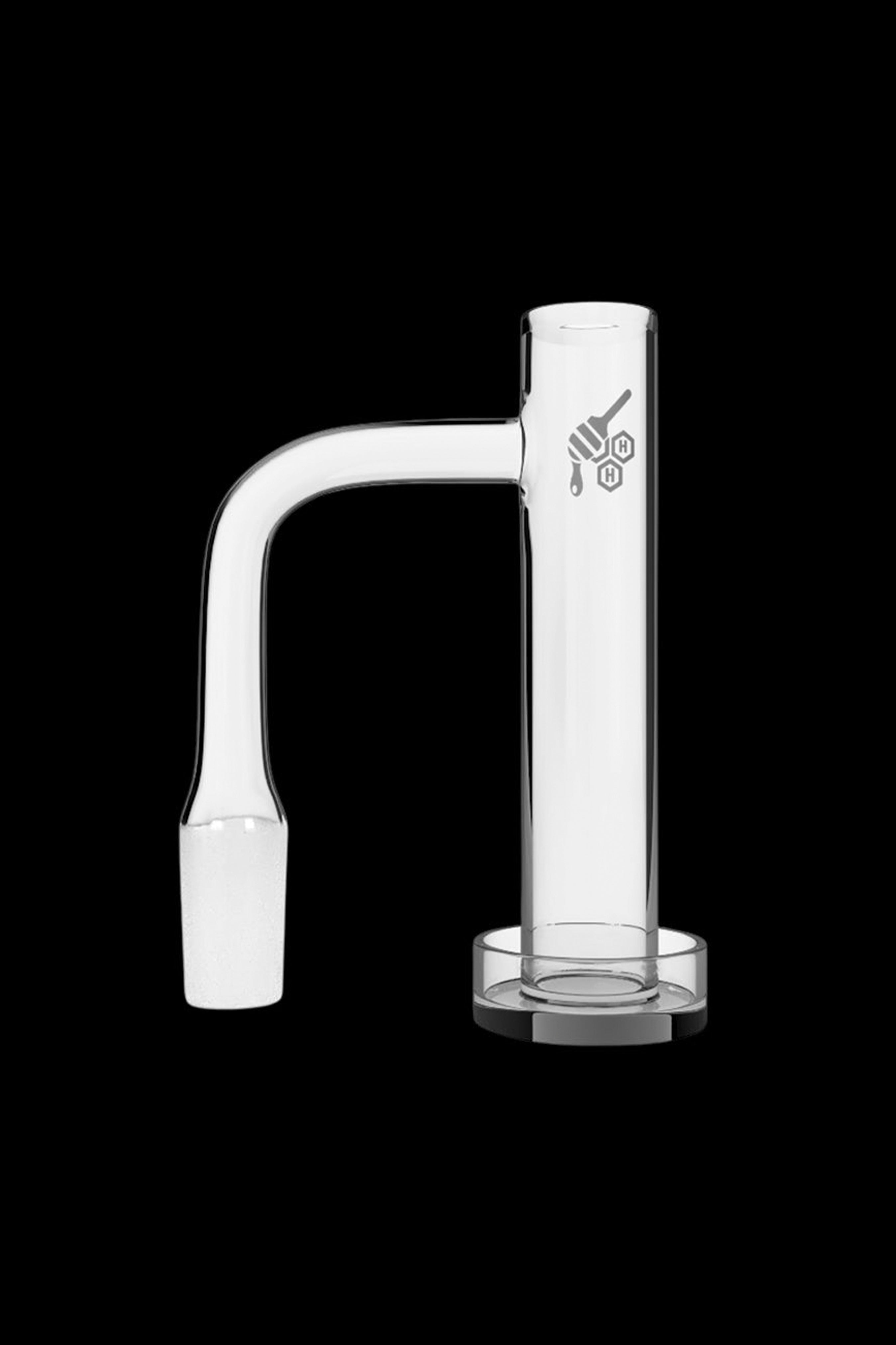 Clear glass bubbler water pipe for cannabis use.