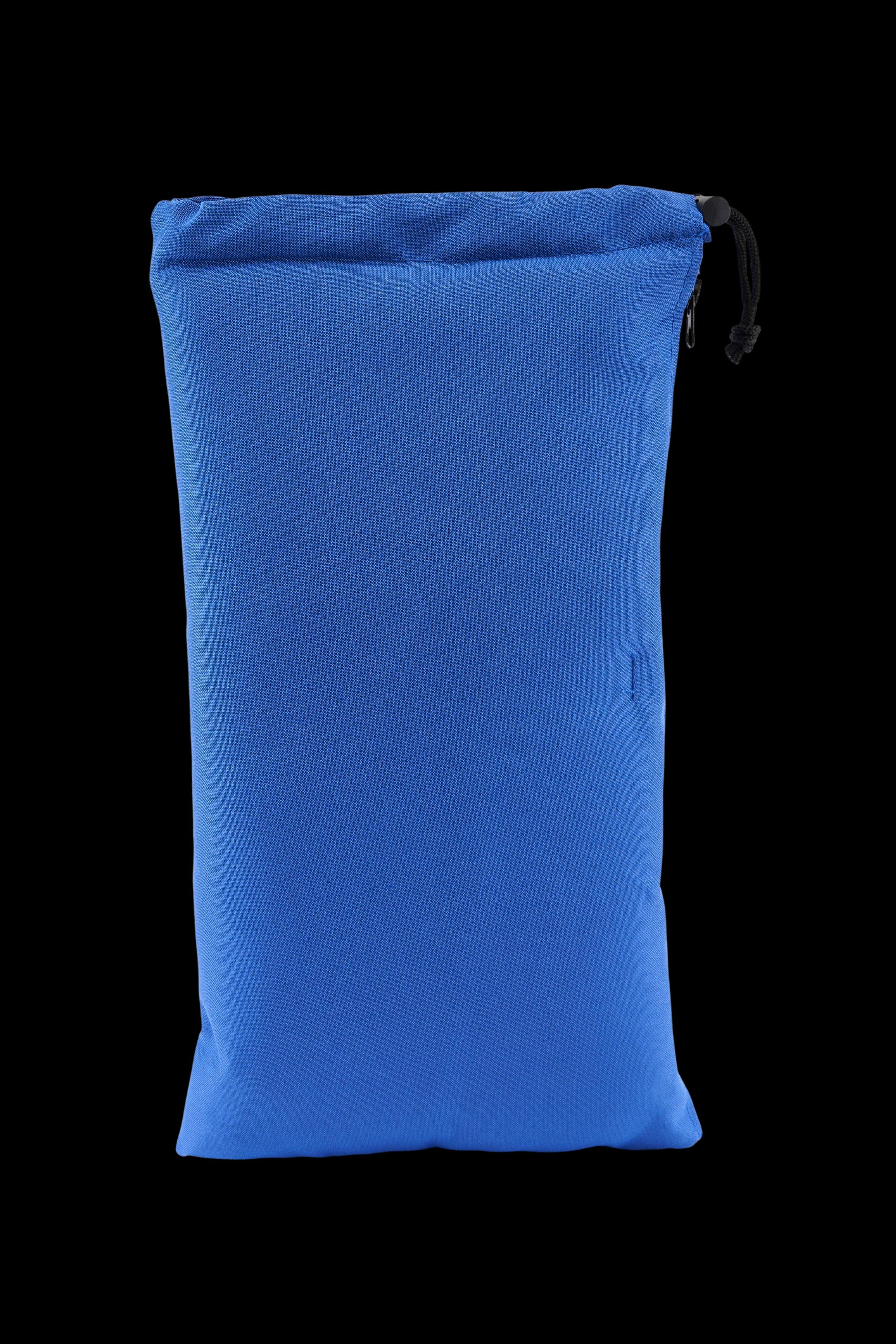 Blue smell-proof bag with drawstring closure.